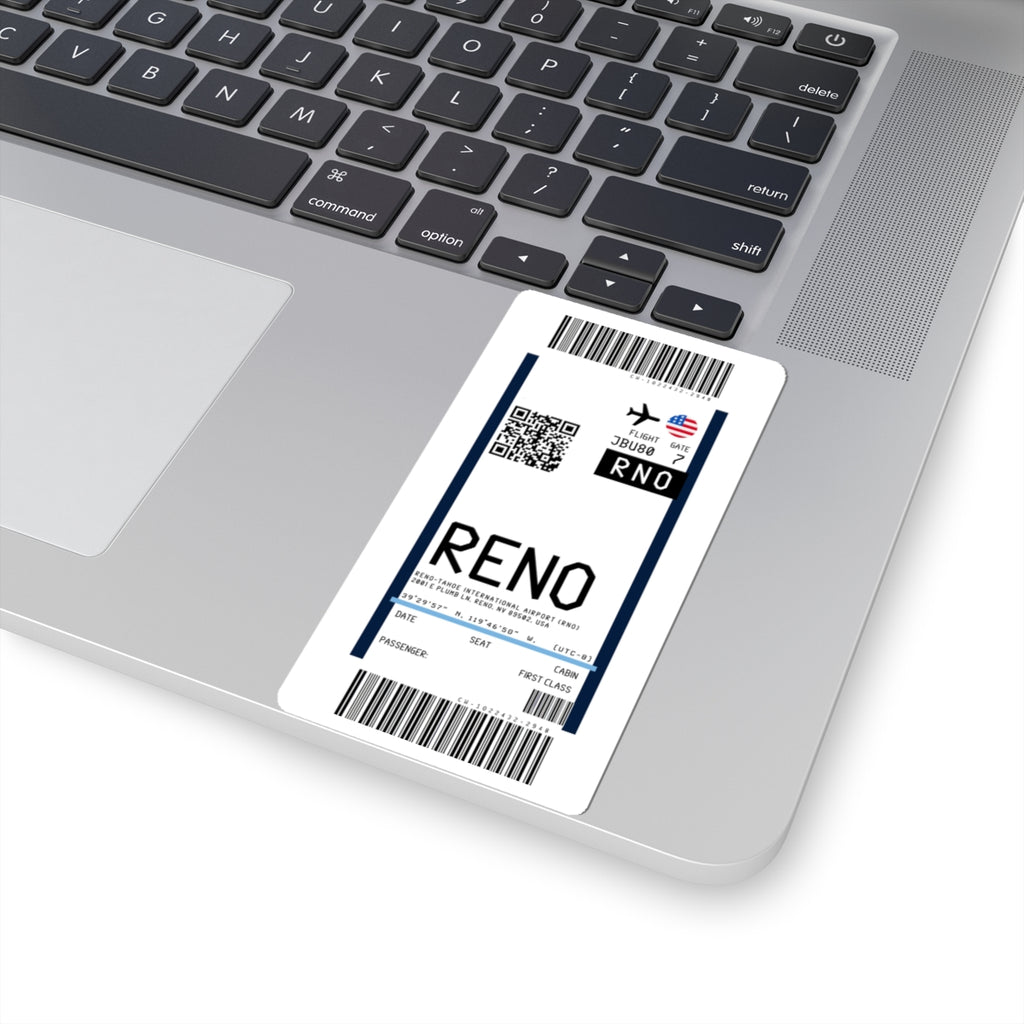 Reno-Tahoe International Airport (RNO) Boarding Pass Sticker — Travel Luggage Decal