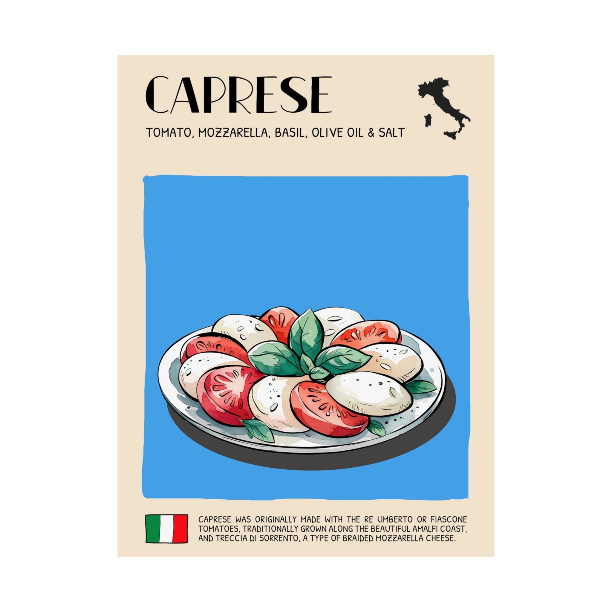Caprese Poster —  Kitchen Art Vertical Matte Print