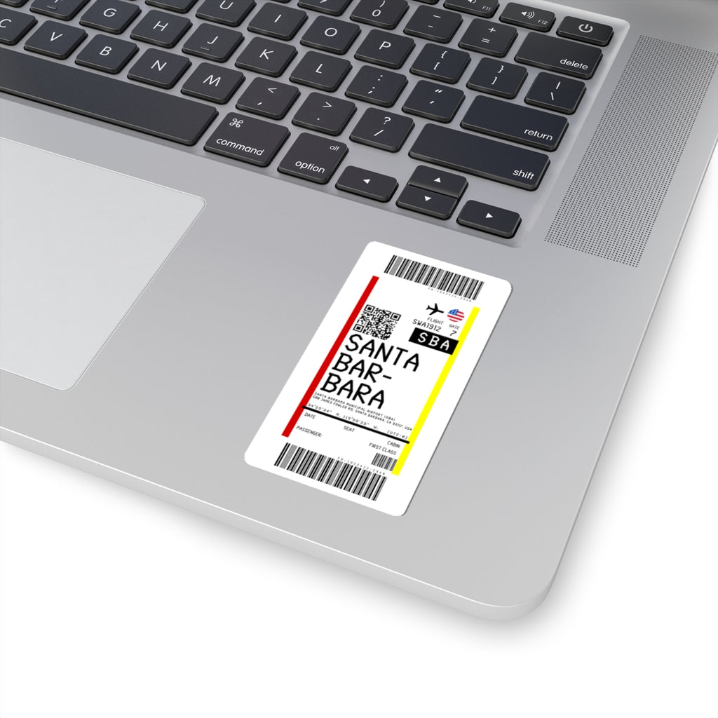 Santa Barbara Municipal Airport (SBA) Boarding Pass Sticker — Travel Luggage Decal