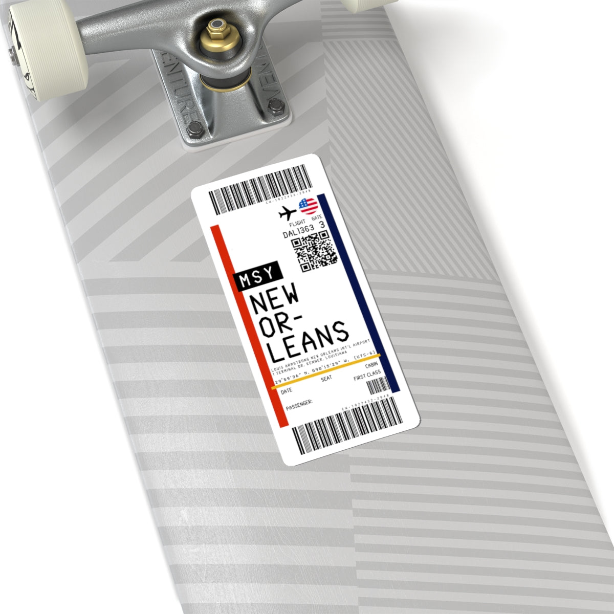 Louis Armstrong New Orleans International Airport (MSY) Boarding Pass Sticker — Travel Luggage Decal