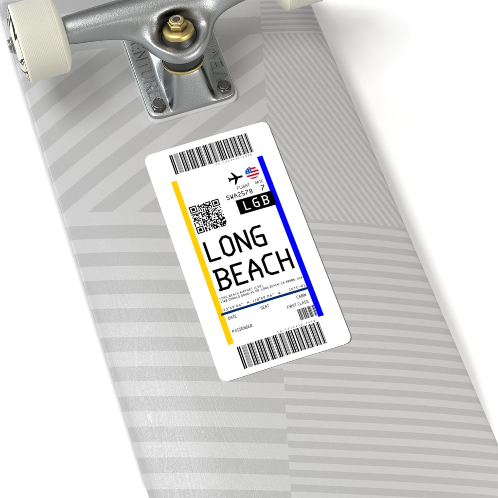 Long Beach Airport (LGB) Boarding Pass Sticker — Travel Luggage Decal