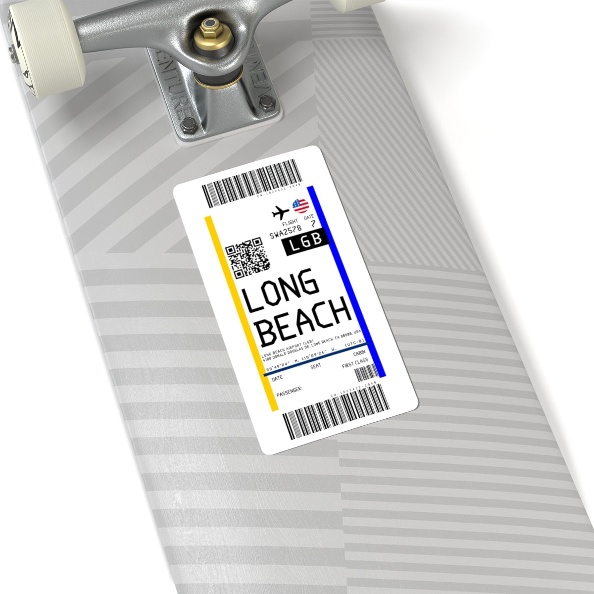 Long Beach Airport (LGB) Boarding Pass Sticker — Travel Luggage Decal