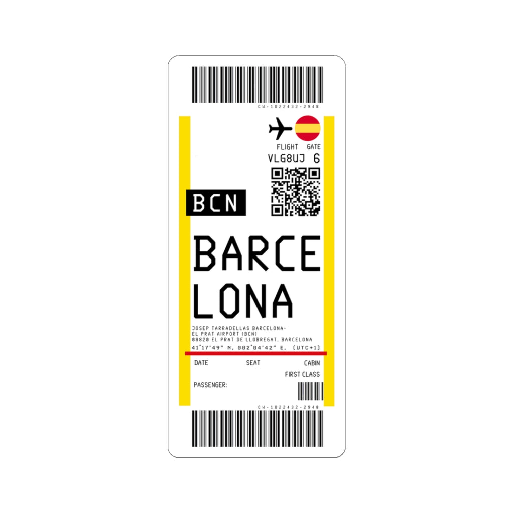 Josep Tarradellas Barcelona-El Prat Airport (BCN) Boarding Pass Sticker — Travel Luggage Decal