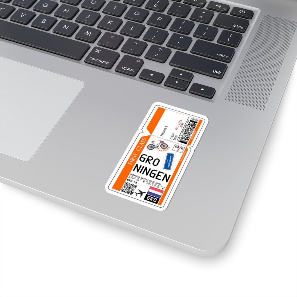 Groningen Airport Eelde (GRQ) Boarding Pass Sticker — Travel Luggage Decal