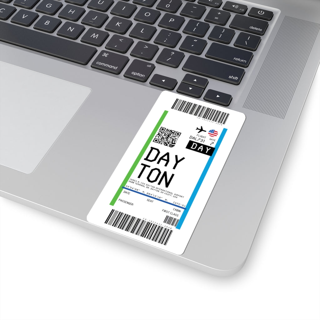 Dayton International Airport (DAY) Boarding Pass Sticker — Travel Luggage Decal
