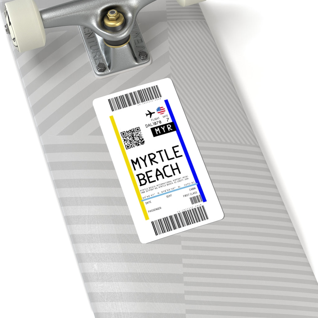 Myrtle Beach International Airport (MYR) Boarding Pass Sticker — Travel Luggage Decal