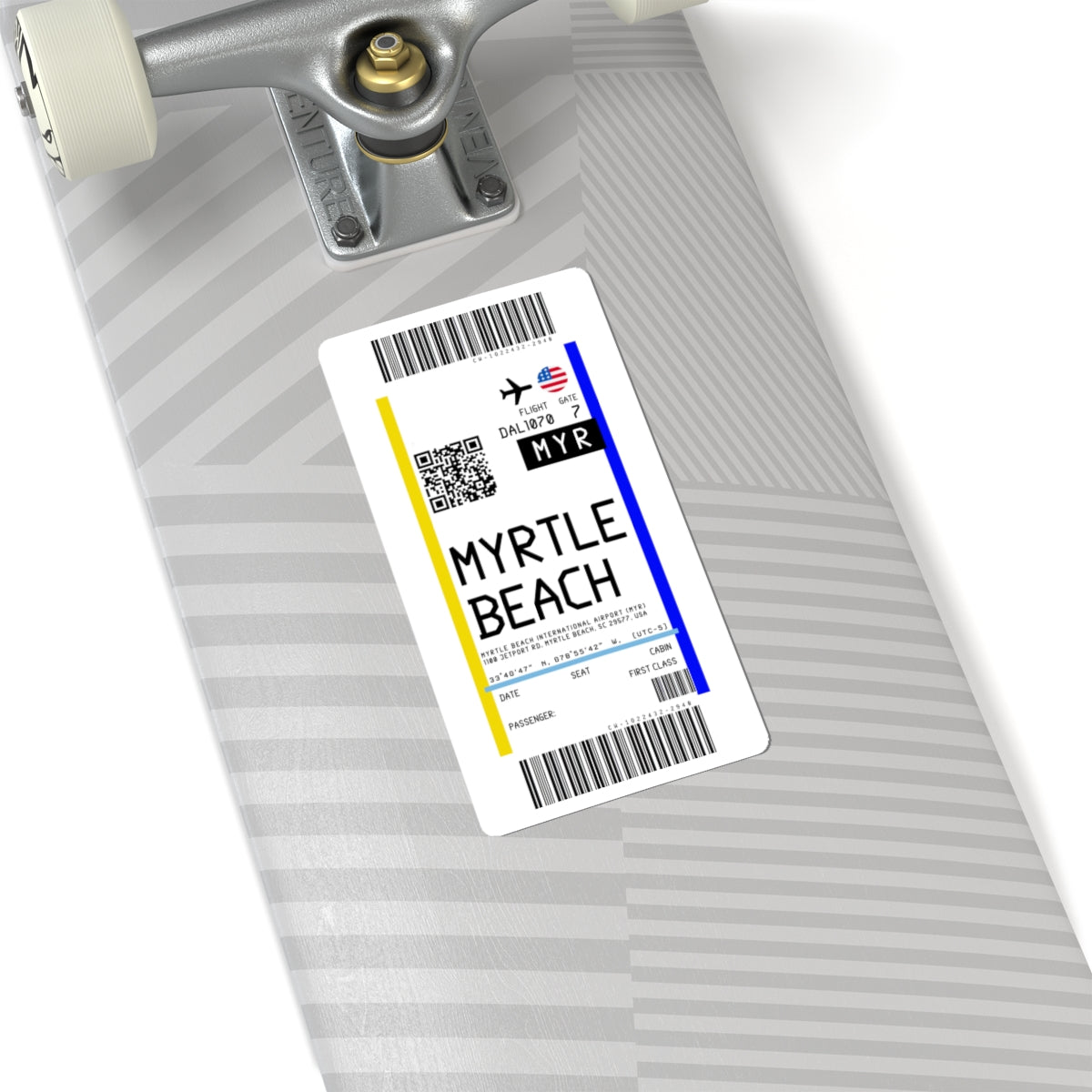 Myrtle Beach International Airport (MYR) Boarding Pass Sticker — Travel Luggage Decal