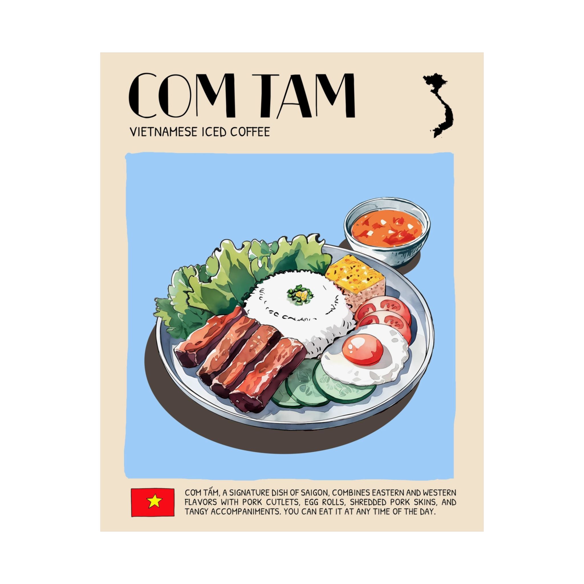 Com Tam Matte Poster — Vietnamese Food Kitchen Art