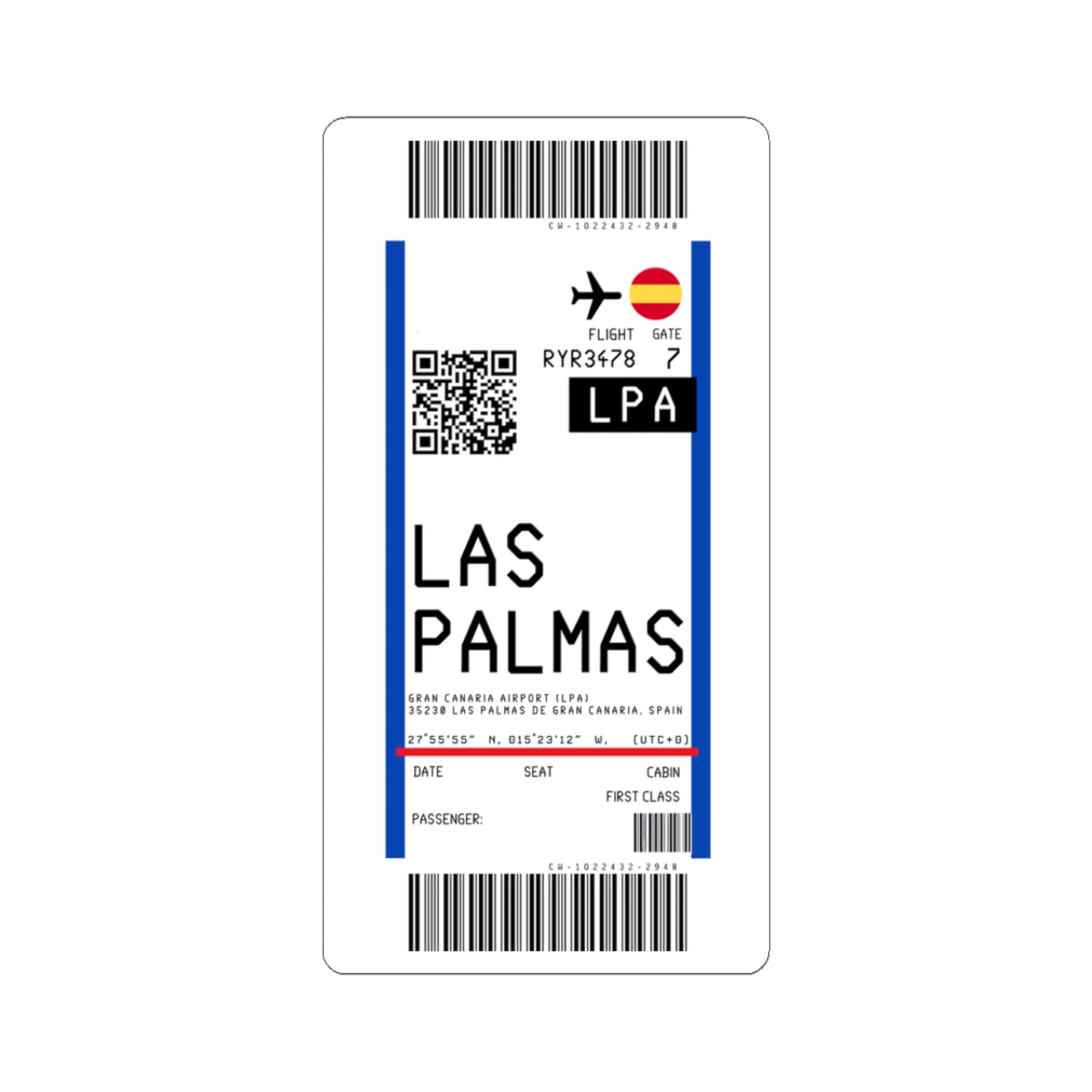 Gran Canaria Airport (LPA) Boarding Pass Sticker — Travel Luggage Decal