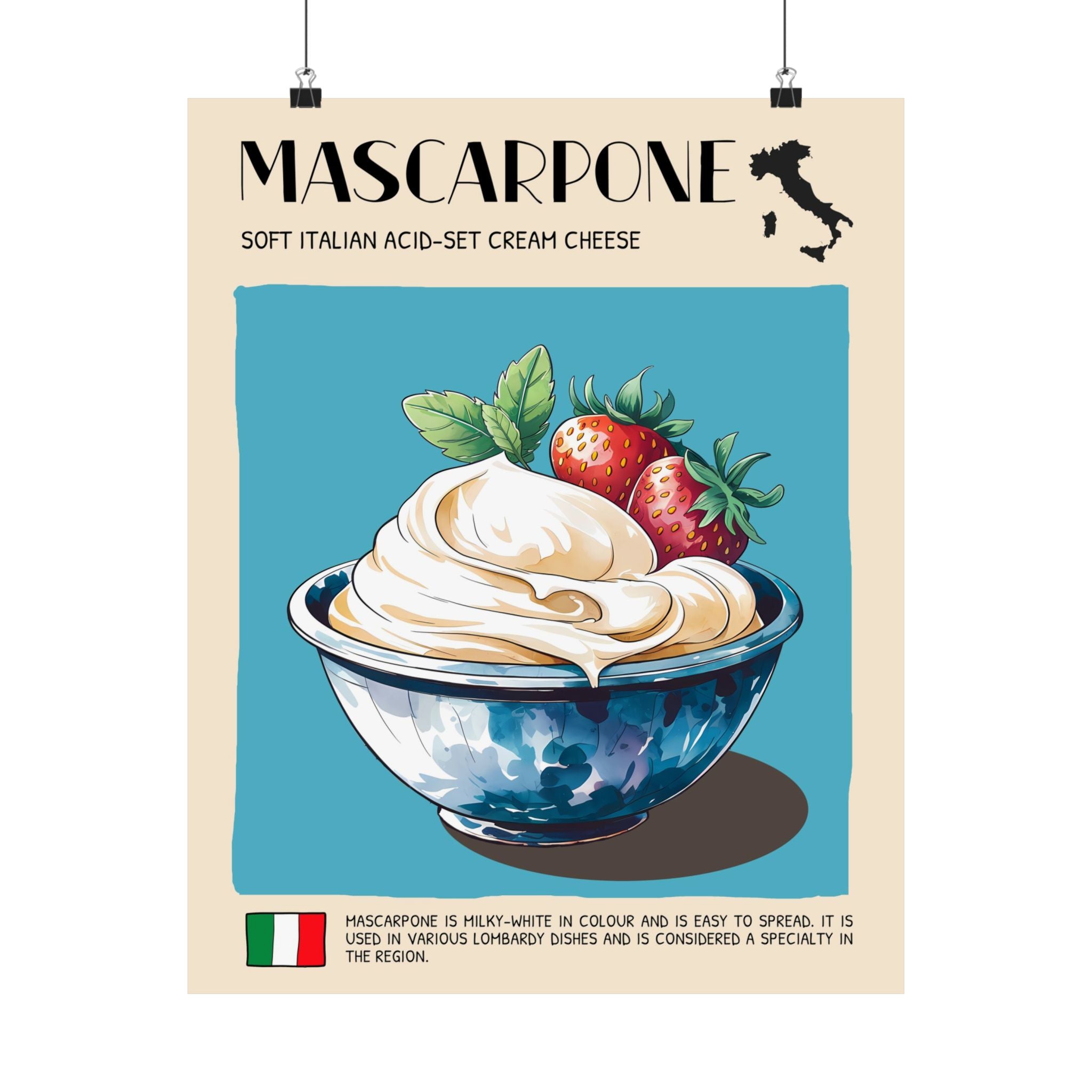 Mascarpone CheesePoster —  Kitchen Art Vertical Matte Print