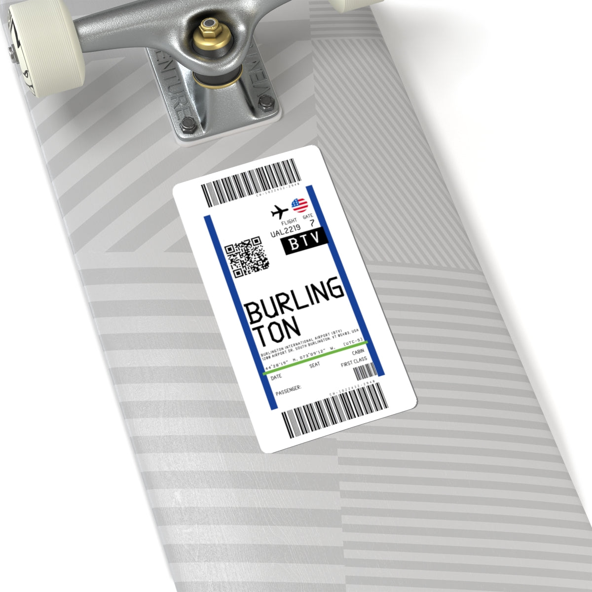 Patrick Leahy Burlington International Airport  (BTV) Boarding Pass Sticker — Travel Luggage Decal