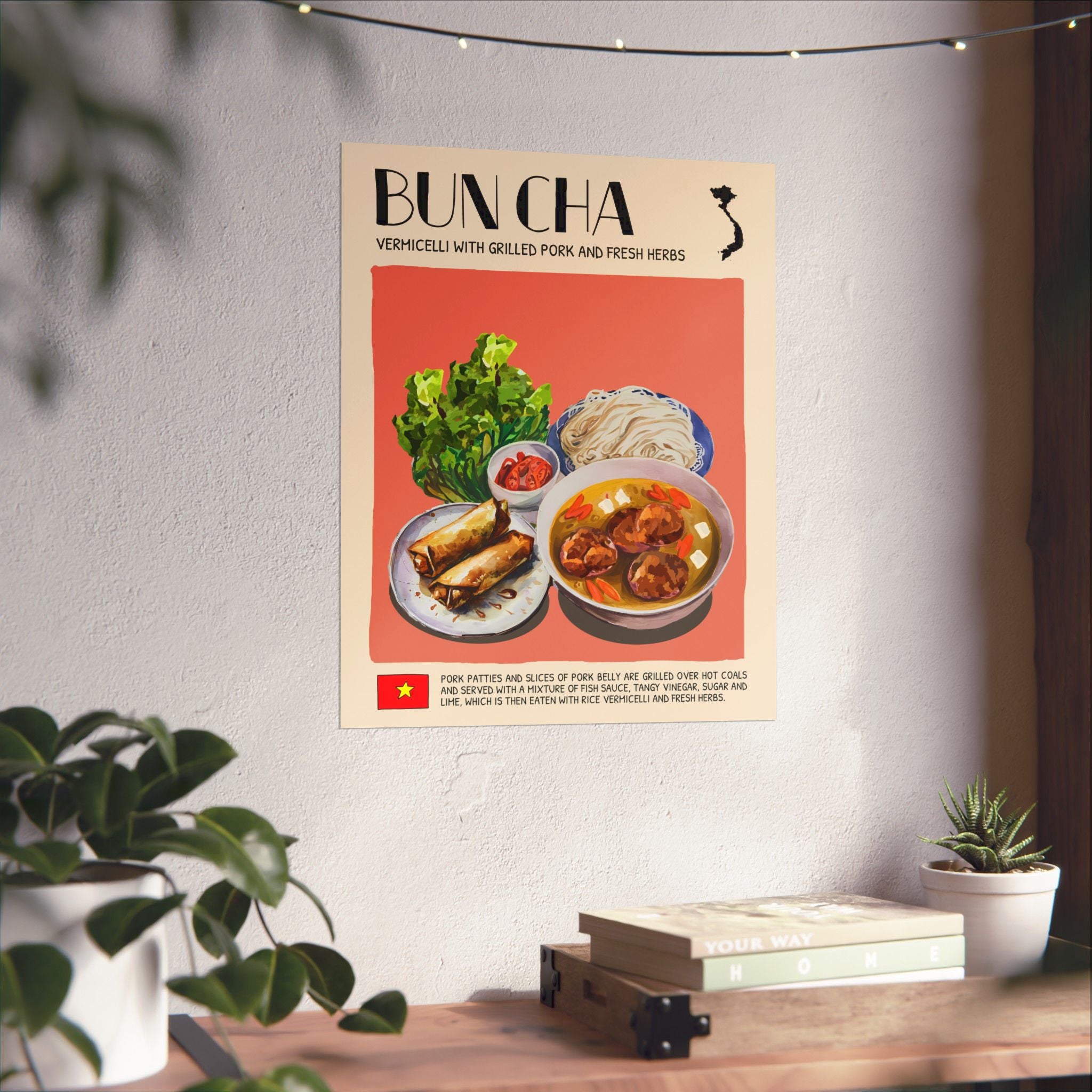 Bun Cha Matte Poster — Vietnamese Food Kitchen Art
