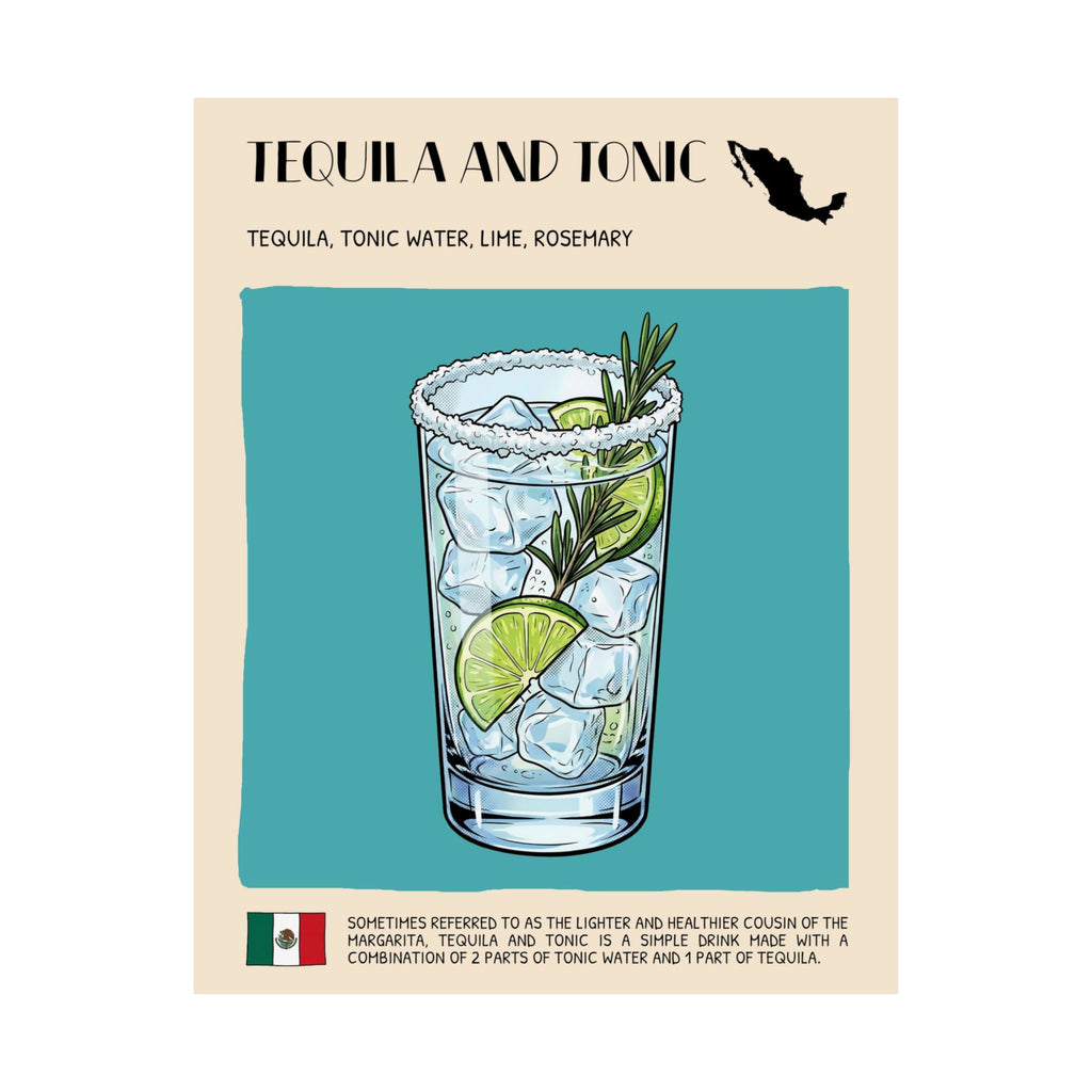 Tequila and Tonic Poster — Mexican Cocktail Art Print