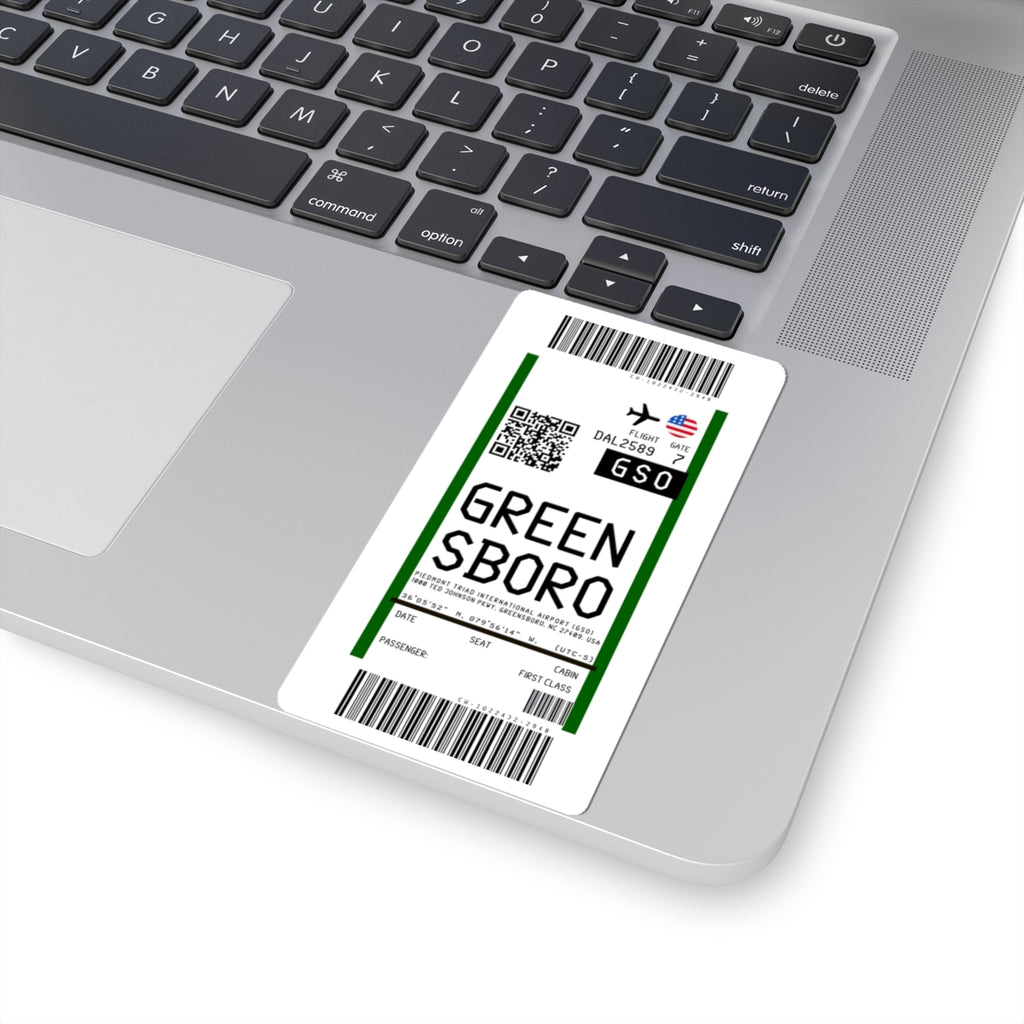Piedmont Triad International Airport (GSO) Boarding Pass Sticker — Travel Luggage Decal