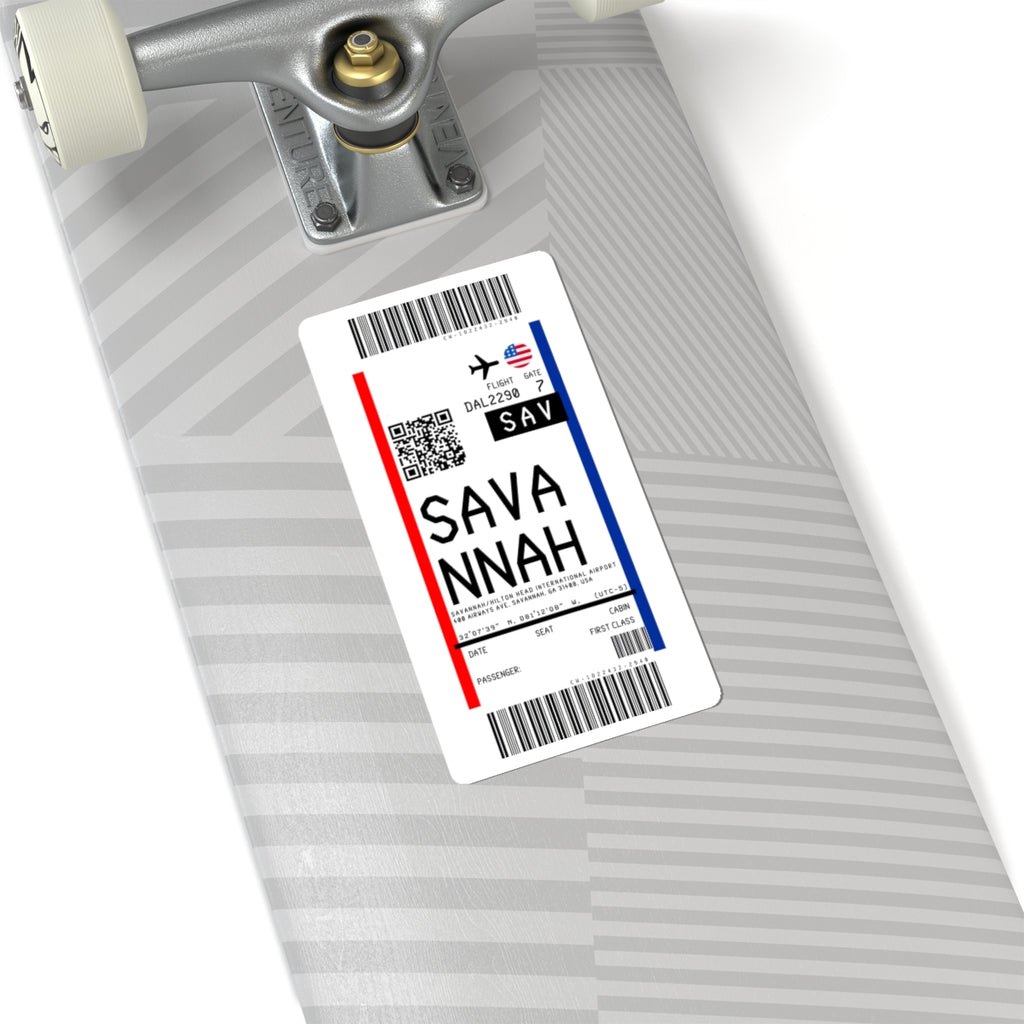 Savannah/Hilton Head International Airport (SAV) Boarding Pass Sticker — Travel Luggage Decal