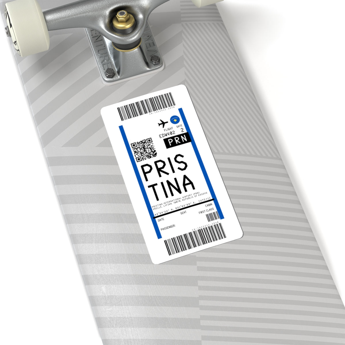 Pristina  Adem Jashari International Airport (PRN) Boarding Pass Sticker — Travel Luggage Decal