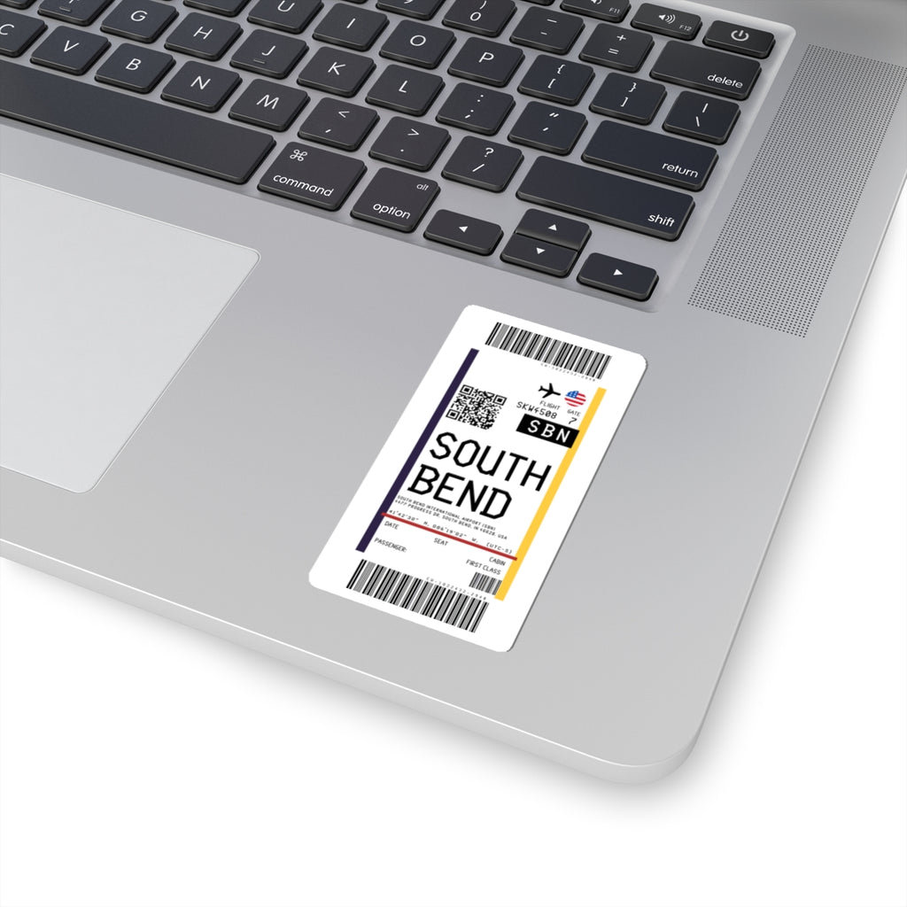 South Bend International Airport (SBN) Boarding Pass Sticker — Travel Luggage Decal