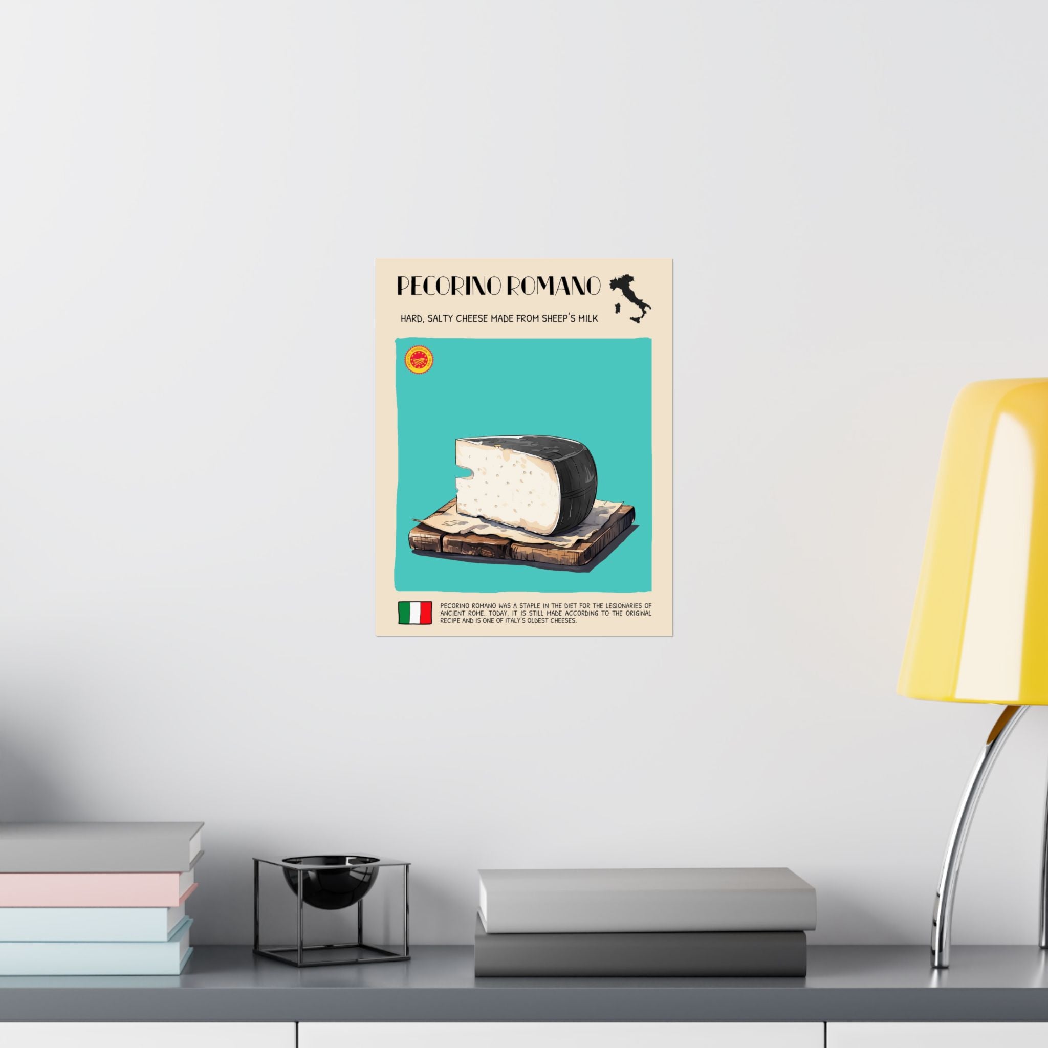 Pecorino Romano Cheese Poster — Kitchen Art Vertical Matte Print