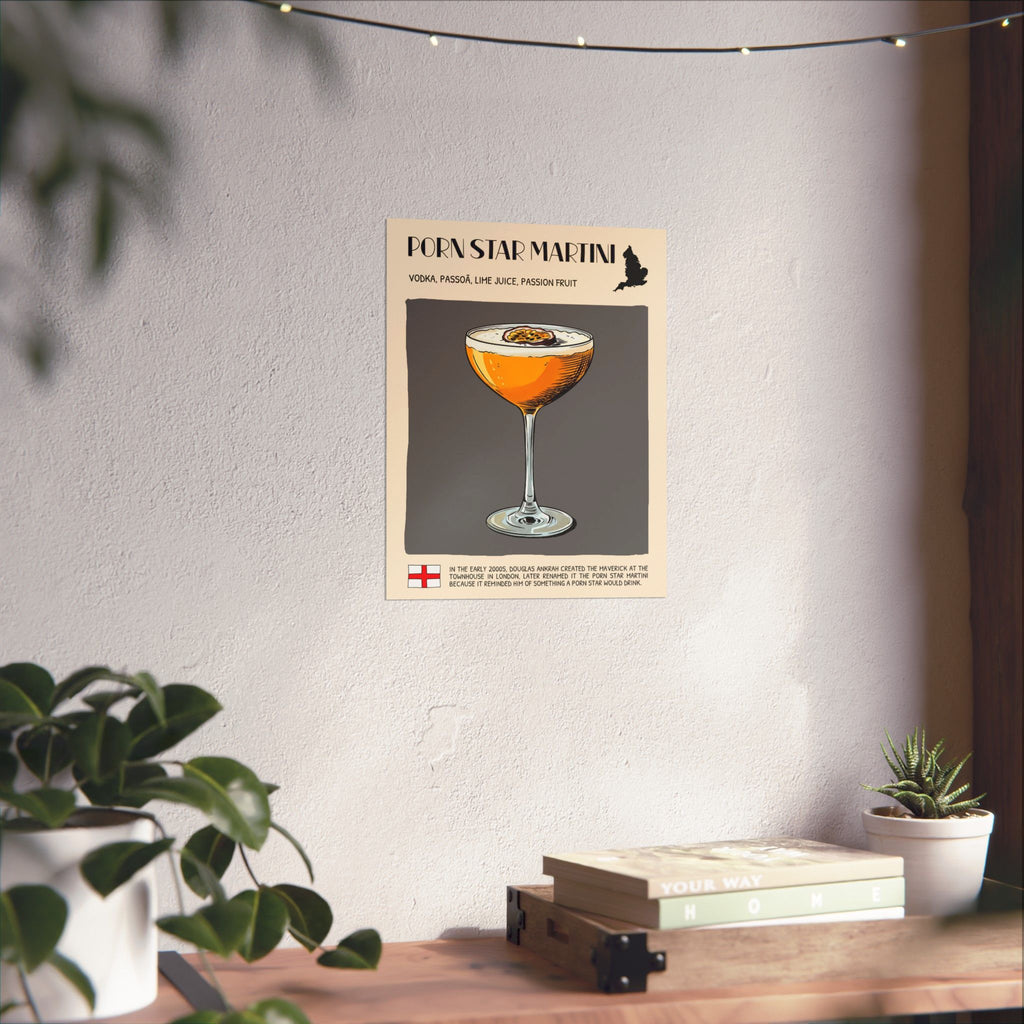 Pornstar Martini Poster — Cocktail Recipe Matte Vertical Art Print