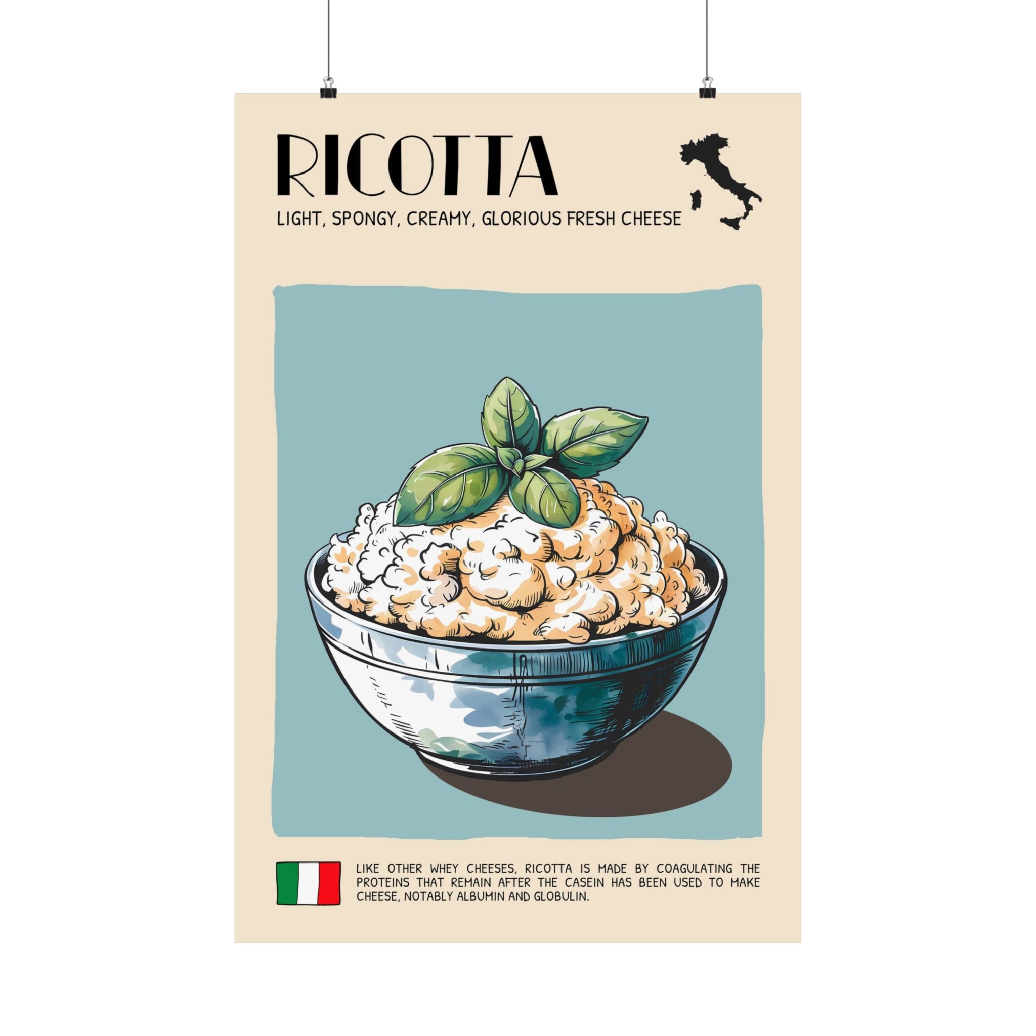 Ricotta Cheese Poster — Kitchen Art Vertical Matte Print