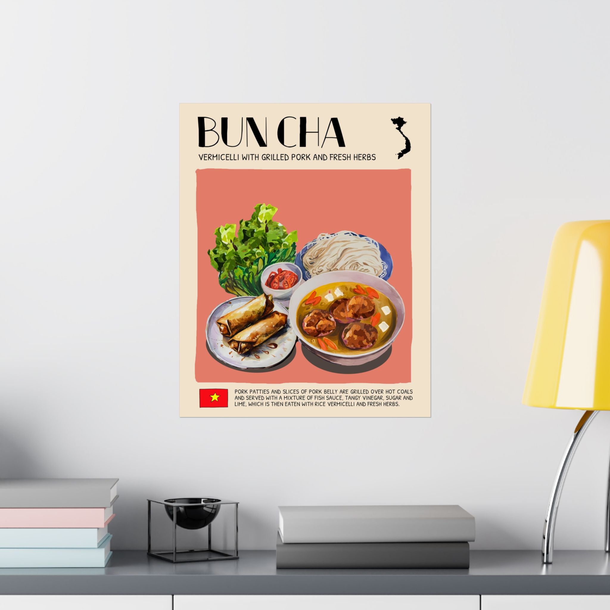 Bun Cha Matte Poster — Vietnamese Food Kitchen Art