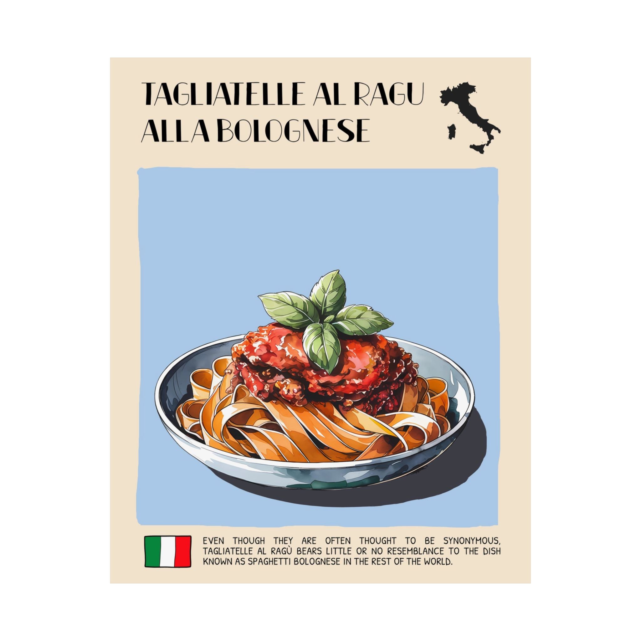 Tagliatelle al Ragu alla Bolognese Poster —  Kitchen Art Vertical Matte Print