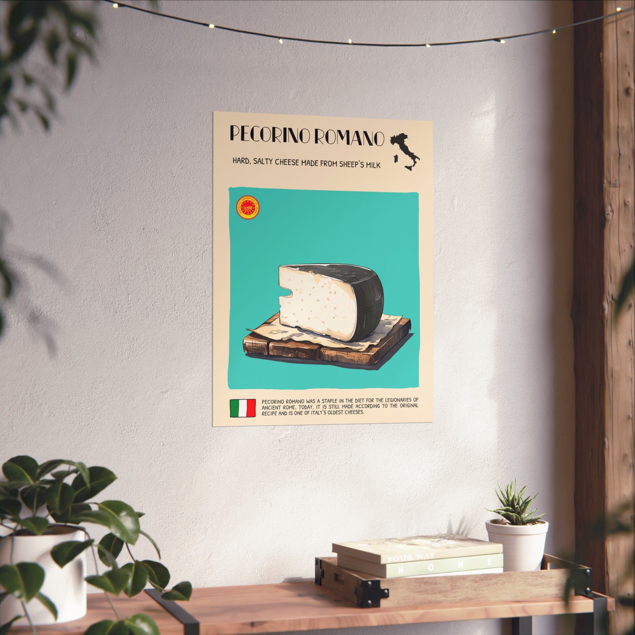 Pecorino Romano Cheese Poster — Kitchen Art Vertical Matte Print