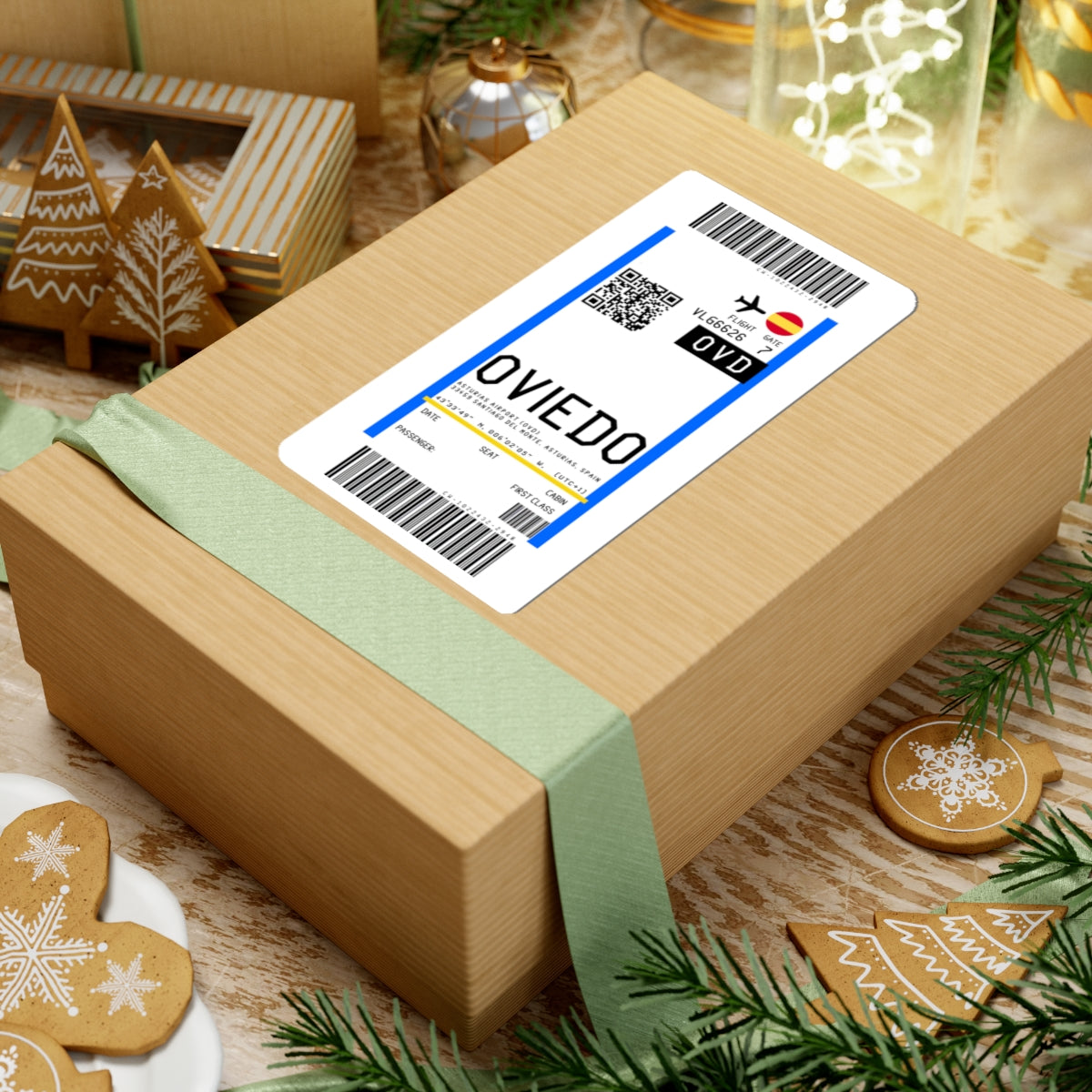 Asturias Airport (OVD) Boarding Pass Sticker — Travel Luggage Decal