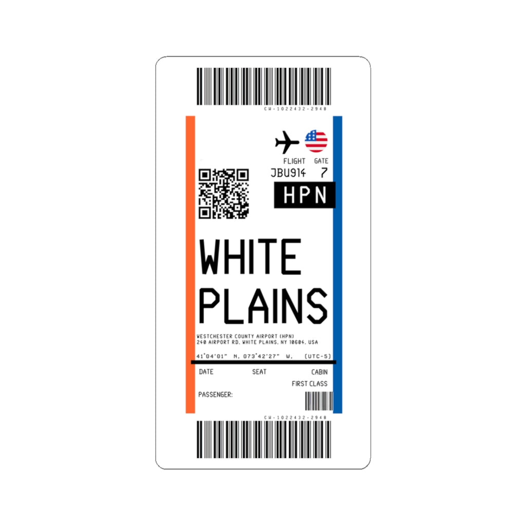 Westchester County Airport (HPN) Boarding Pass Sticker — Travel Luggage Decal