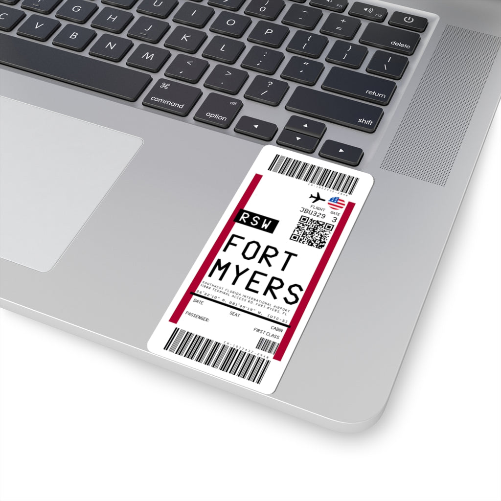 Southwest Florida International Airport (RSW) Boarding Pass Sticker — Travel Luggage Decal