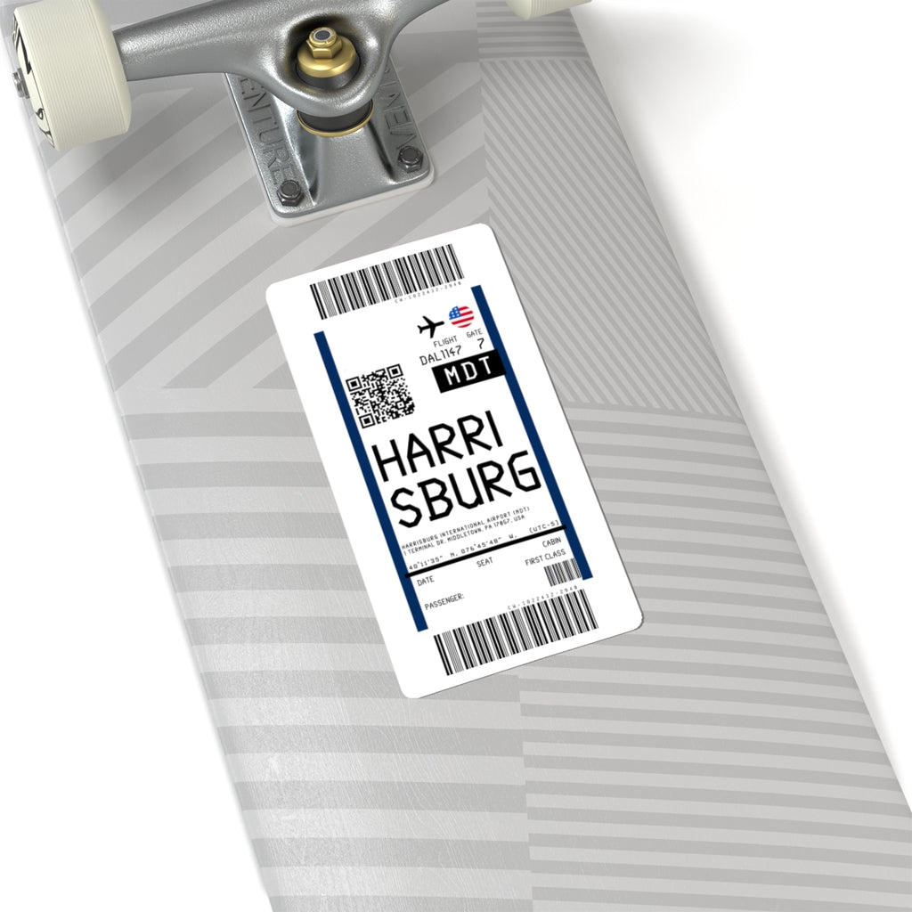 Harrisburg International Airport (MDT) Boarding Pass Sticker — Travel Luggage Decal