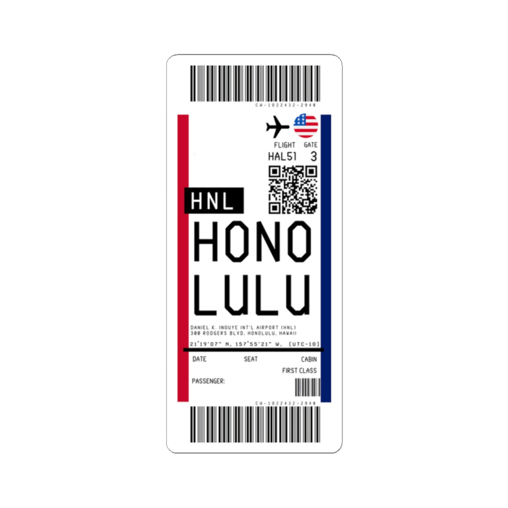 Daniel K. Inouye International Airport (HNL) Boarding Pass Sticker — Travel Luggage Decal