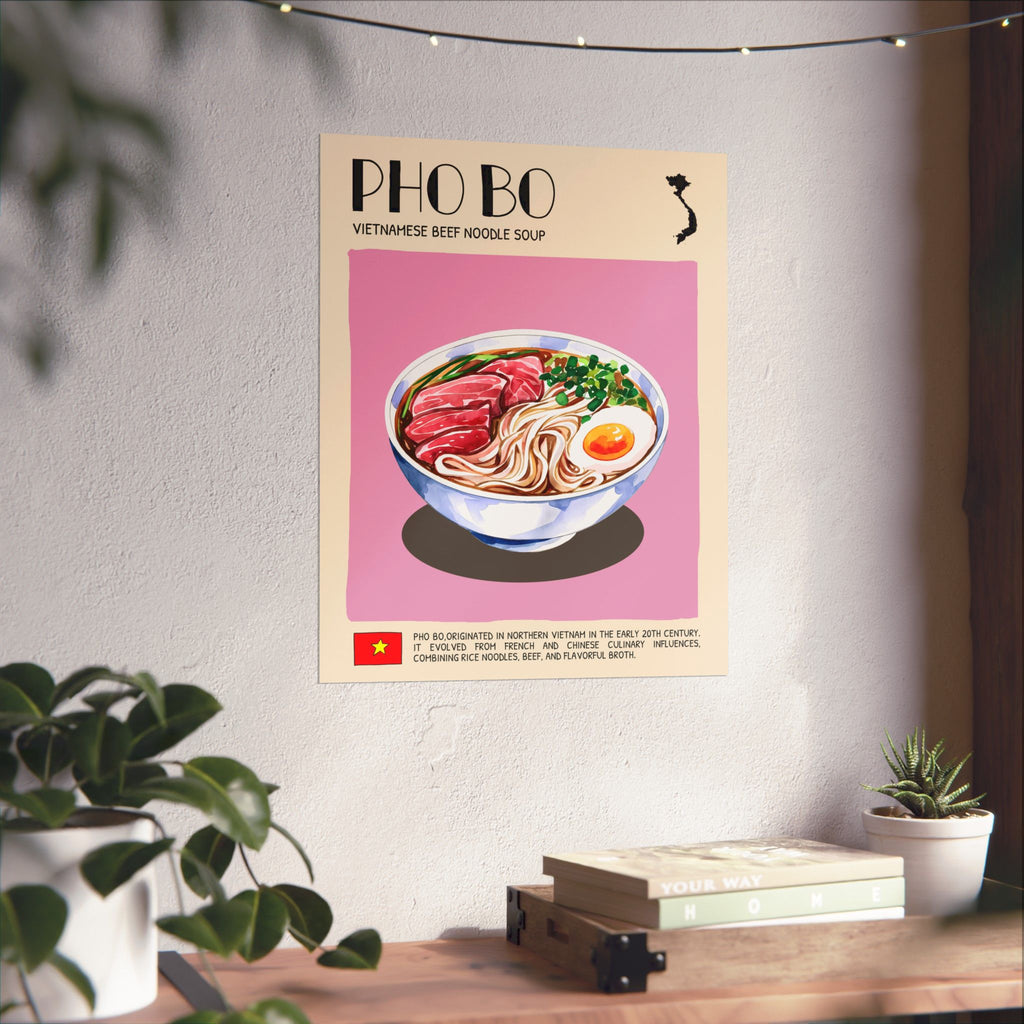 Pho Bo Poster — Matte Vietnamese Street Food Kitchen Art