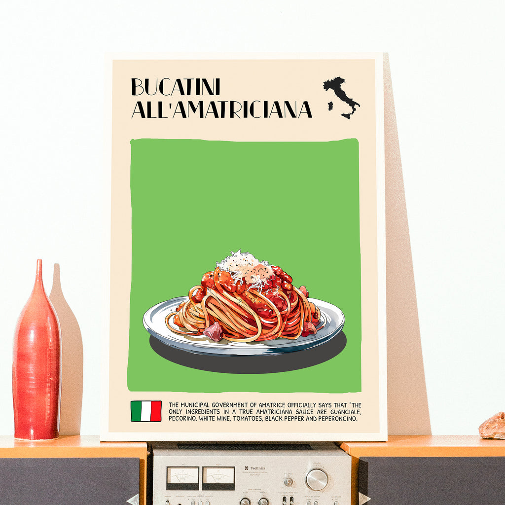 DIGITAL POSTER - ITALIAN FOOD ART - BUCATINI ALL'AMATRICIANA