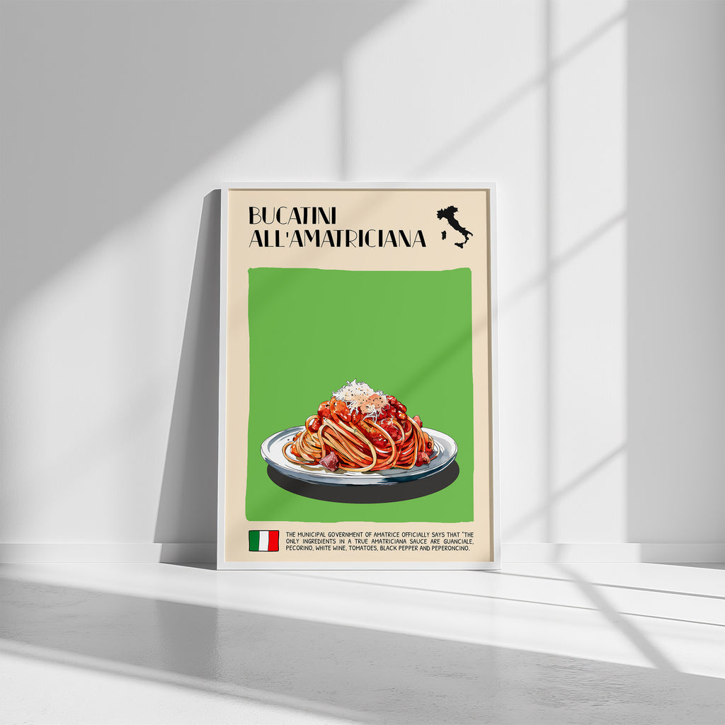 DIGITAL POSTER - ITALIAN FOOD ART - BUCATINI ALL'AMATRICIANA