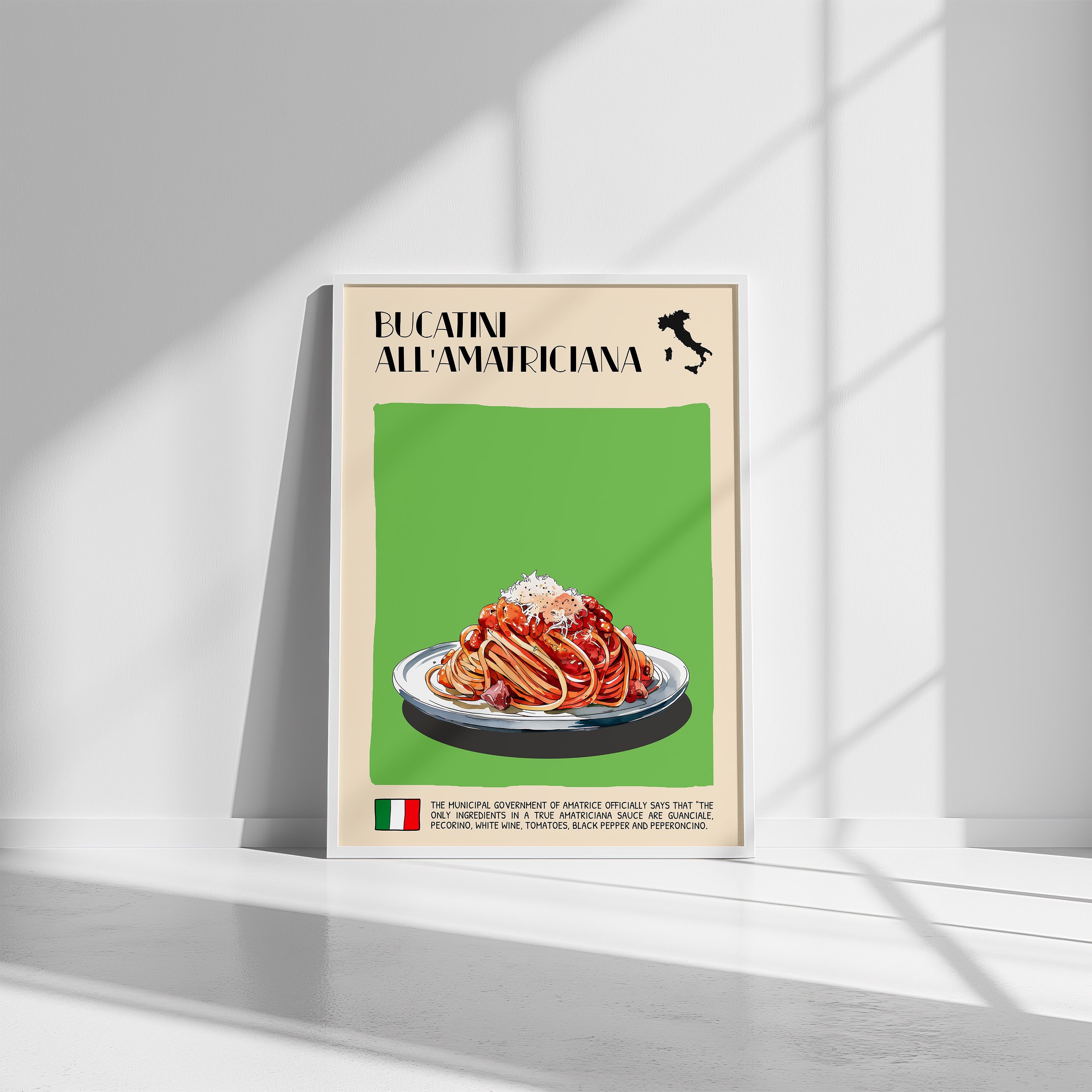 DIGITAL POSTER - ITALIAN FOOD ART - BUCATINI ALL'AMATRICIANA