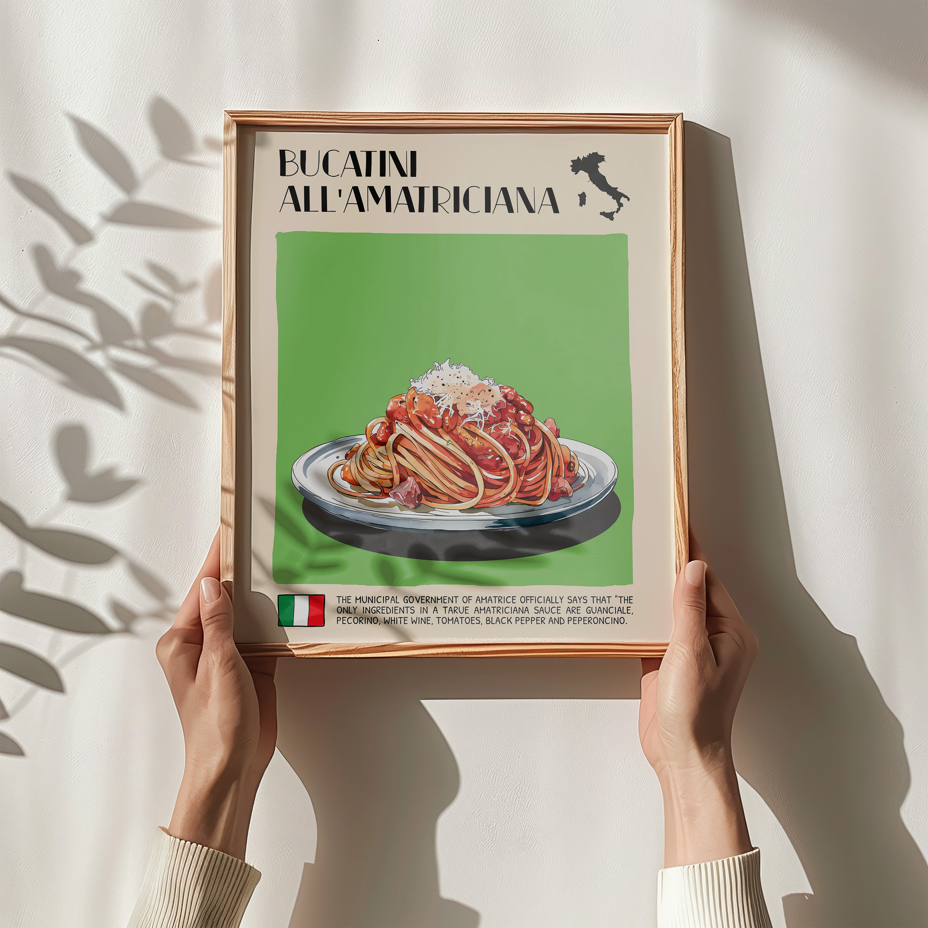 DIGITAL POSTER - ITALIAN FOOD ART - BUCATINI ALL'AMATRICIANA