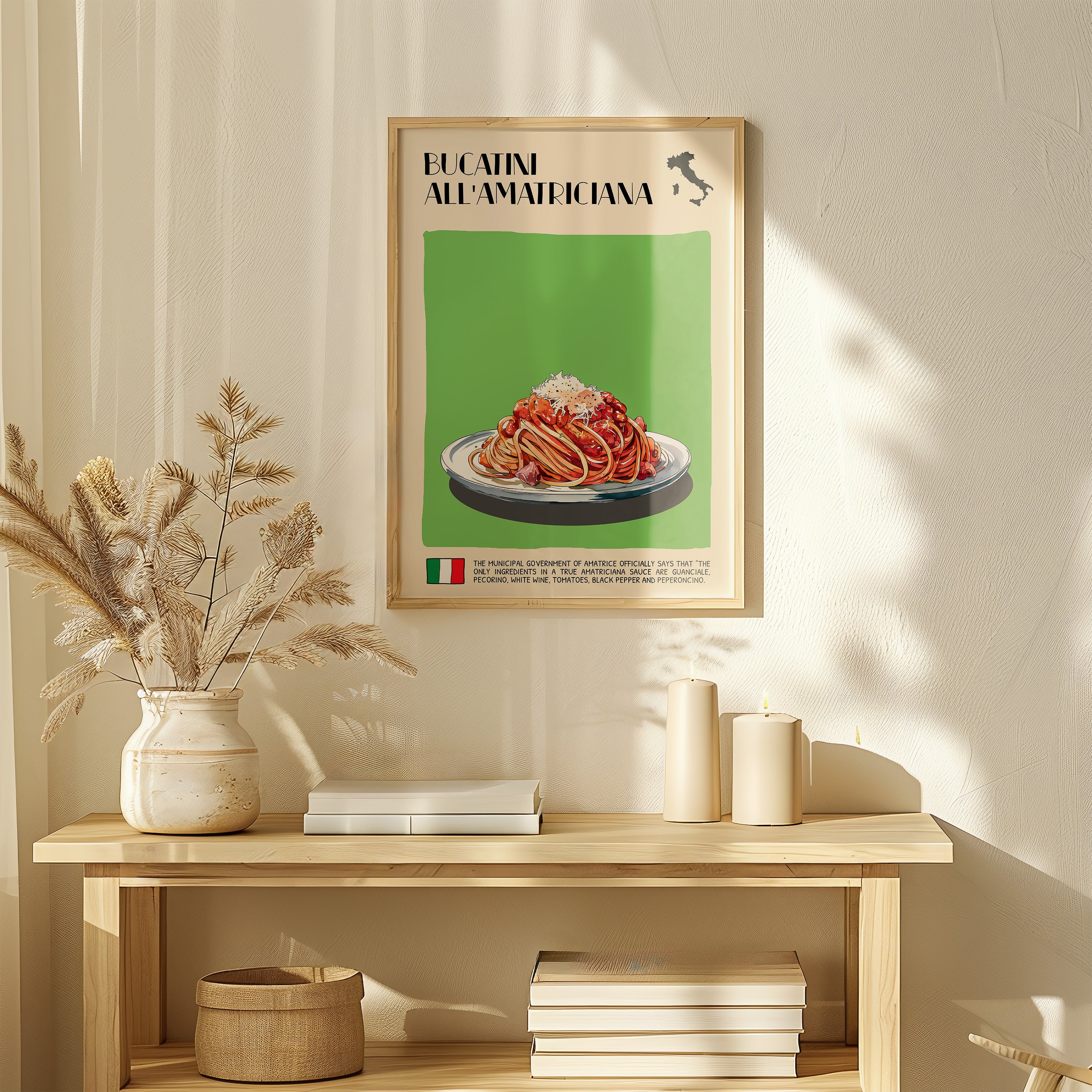 DIGITAL POSTER - ITALIAN FOOD ART - BUCATINI ALL'AMATRICIANA