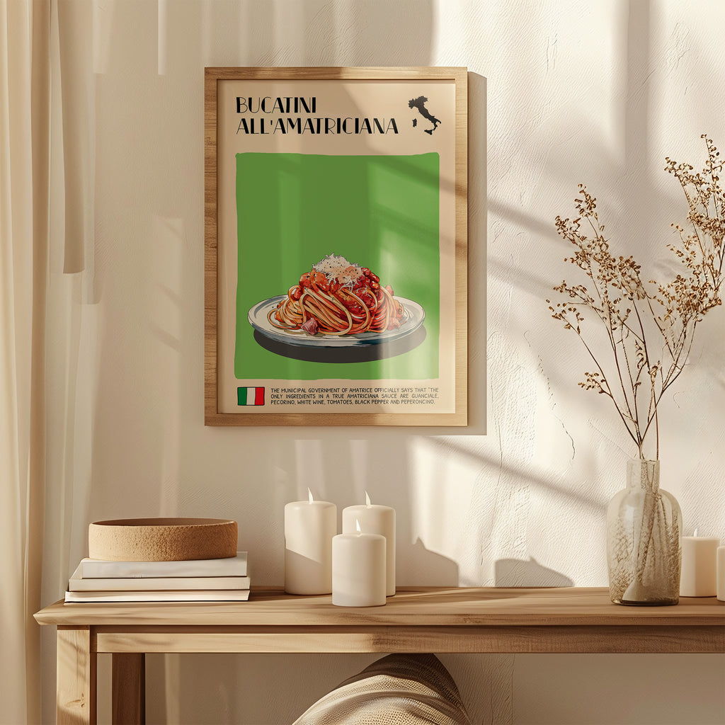 DIGITAL POSTER - ITALIAN FOOD ART - BUCATINI ALL'AMATRICIANA