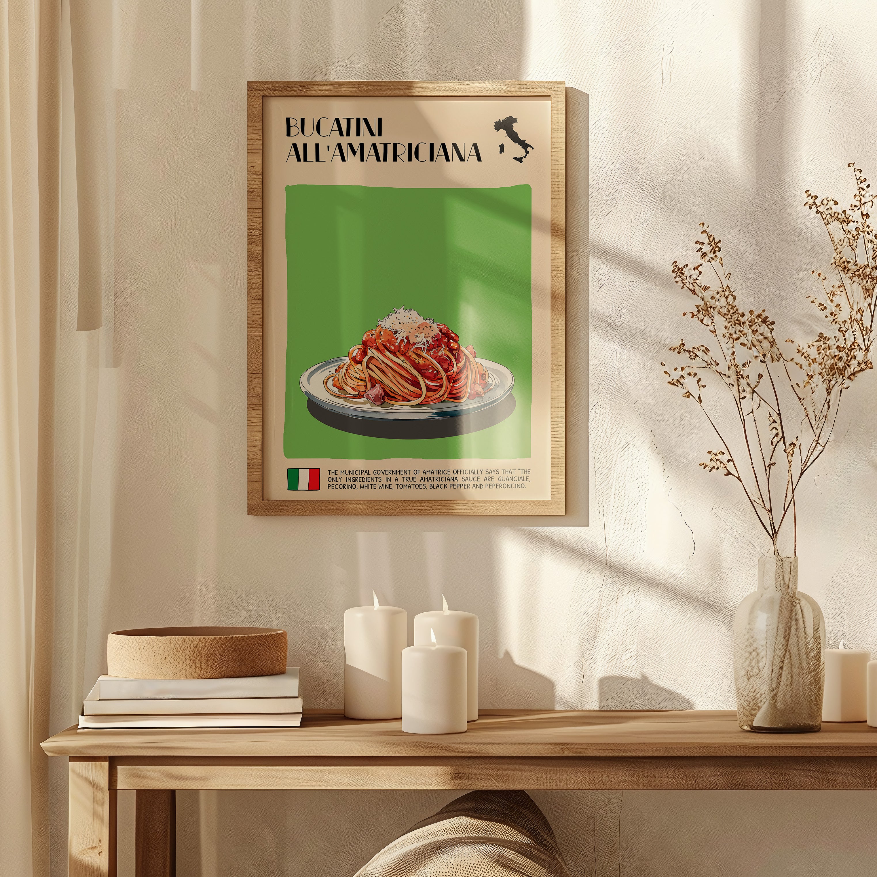 DIGITAL POSTER - ITALIAN FOOD ART - BUCATINI ALL'AMATRICIANA