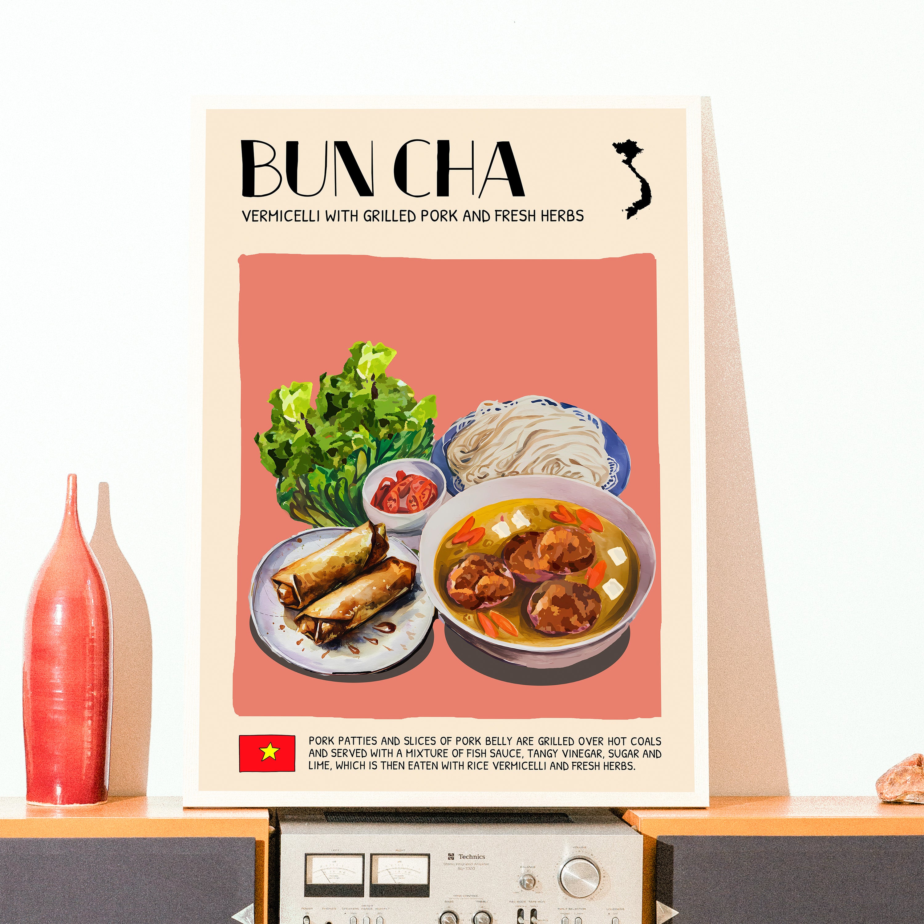 DIGITAL POSTER - VIETNAMESE FOOD ART - BUN CHA