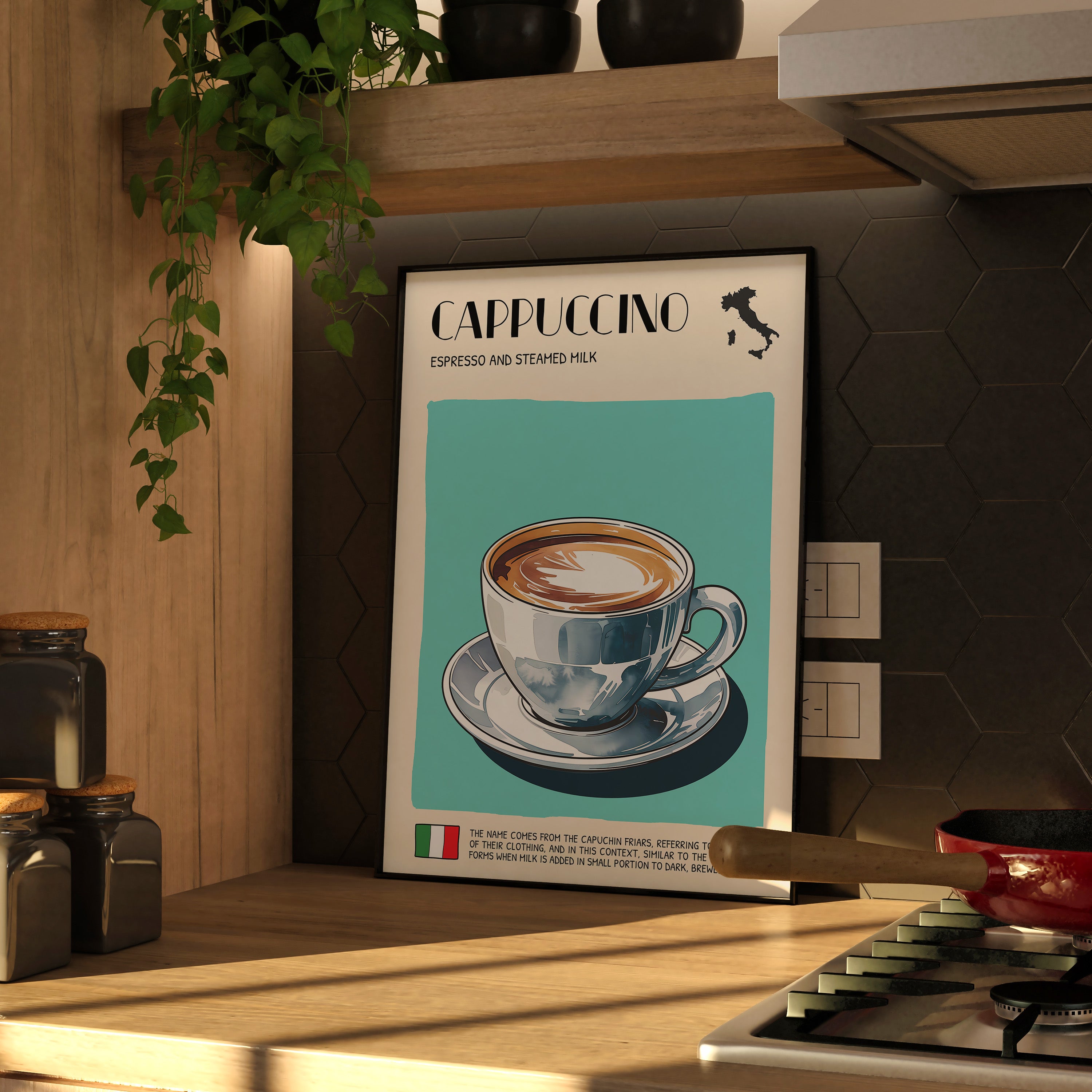 DIGITAL POSTER - ITALIAN FOOD ART - CAPPUCCINO