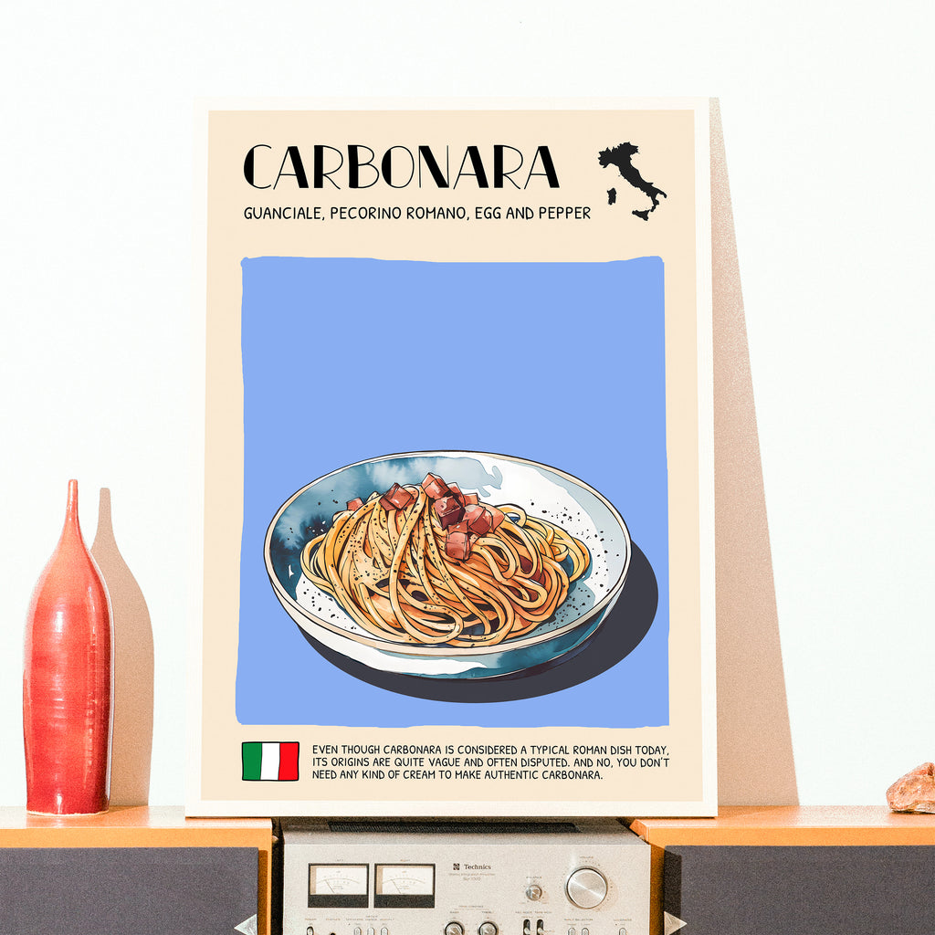 DIGITAL POSTER - ITALIAN FOOD ART - CARBONARA