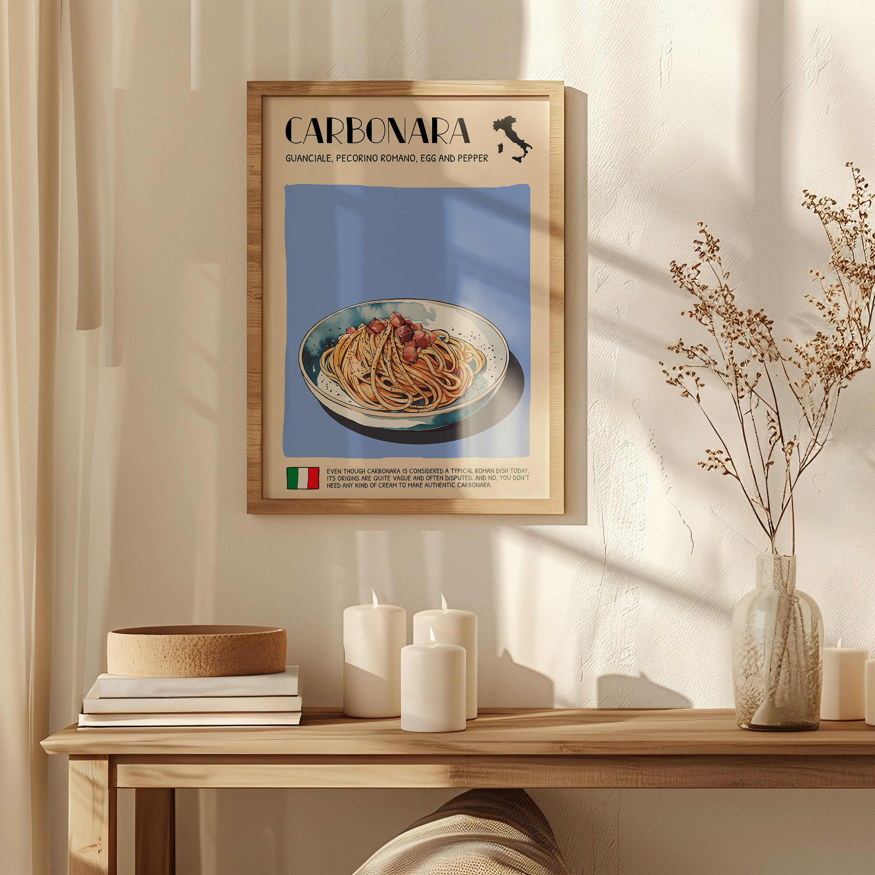 DIGITAL POSTER - ITALIAN FOOD ART - CARBONARA