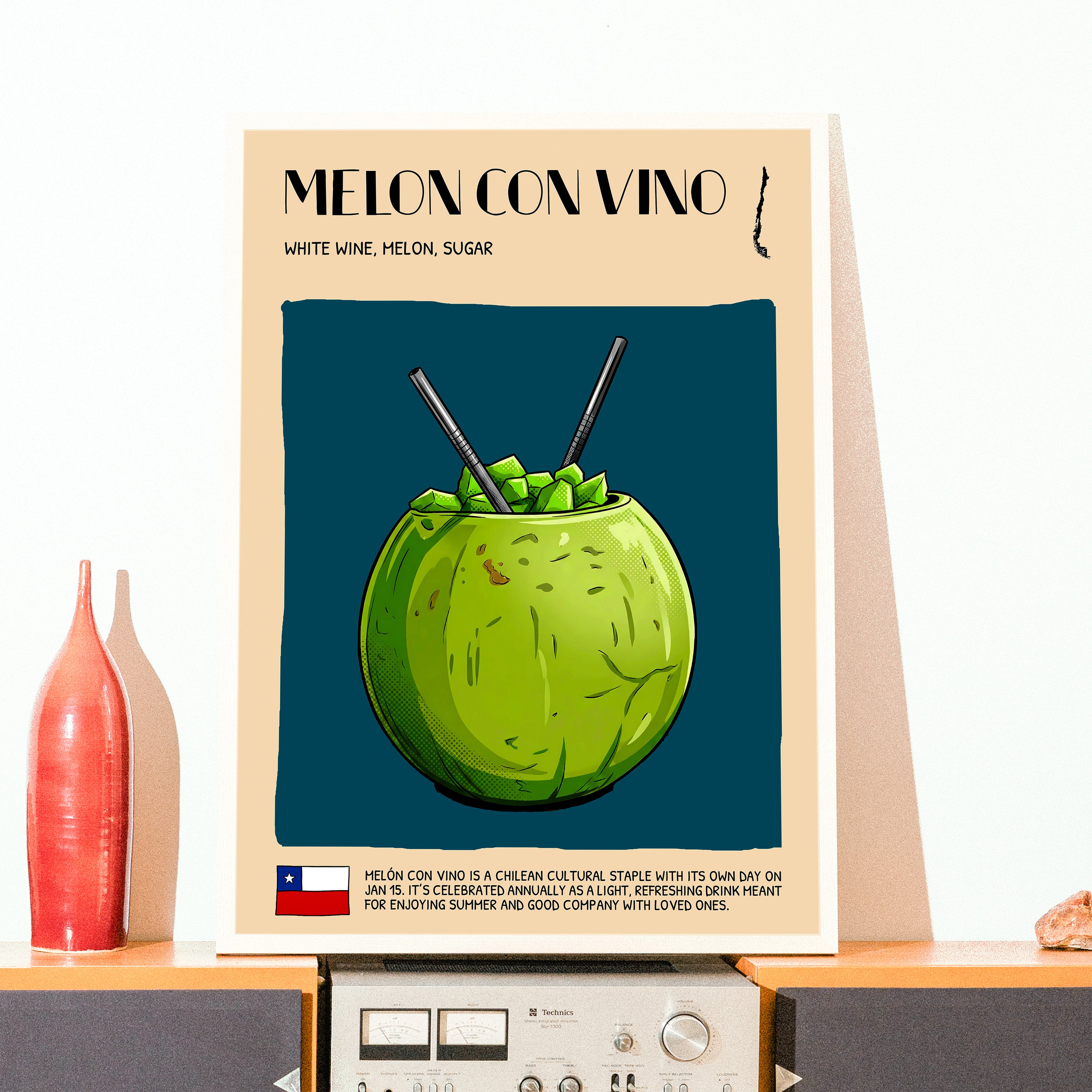 DIGITAL POSTER - COCKTAIL ART - MELON CON VINO