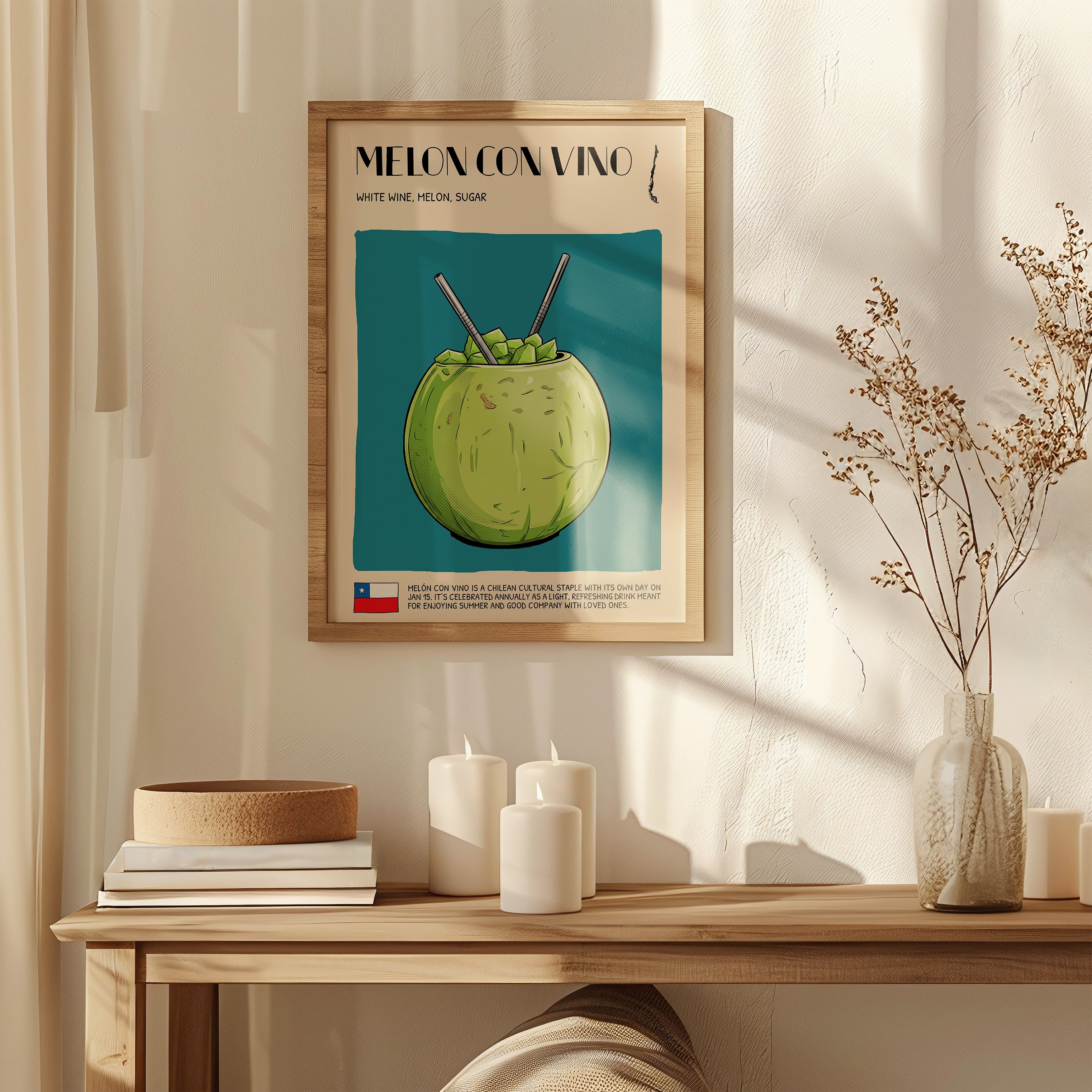 DIGITAL POSTER - COCKTAIL ART - MELON CON VINO