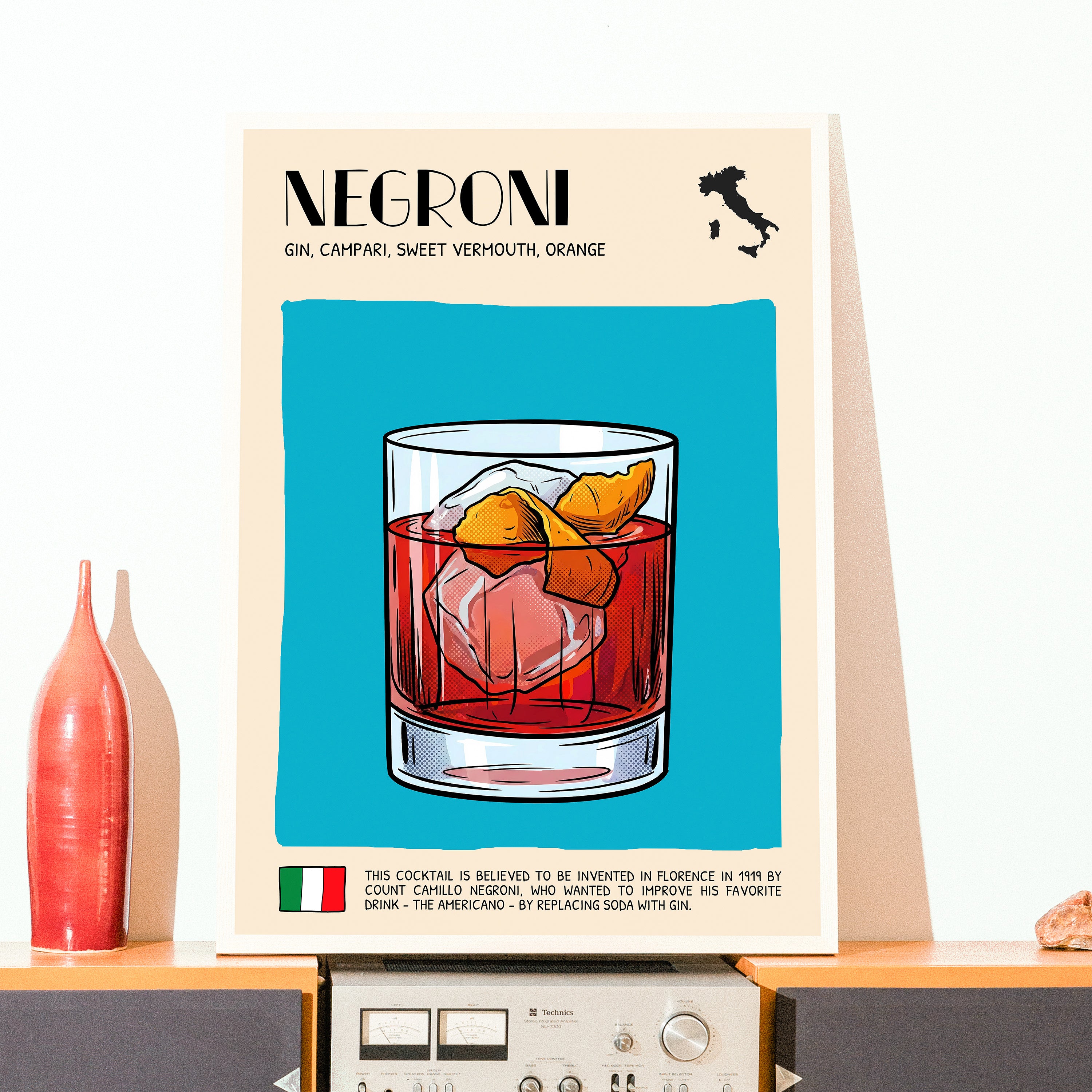 DIGITAL POSTER - COCKTAIL ART - NEGRONI