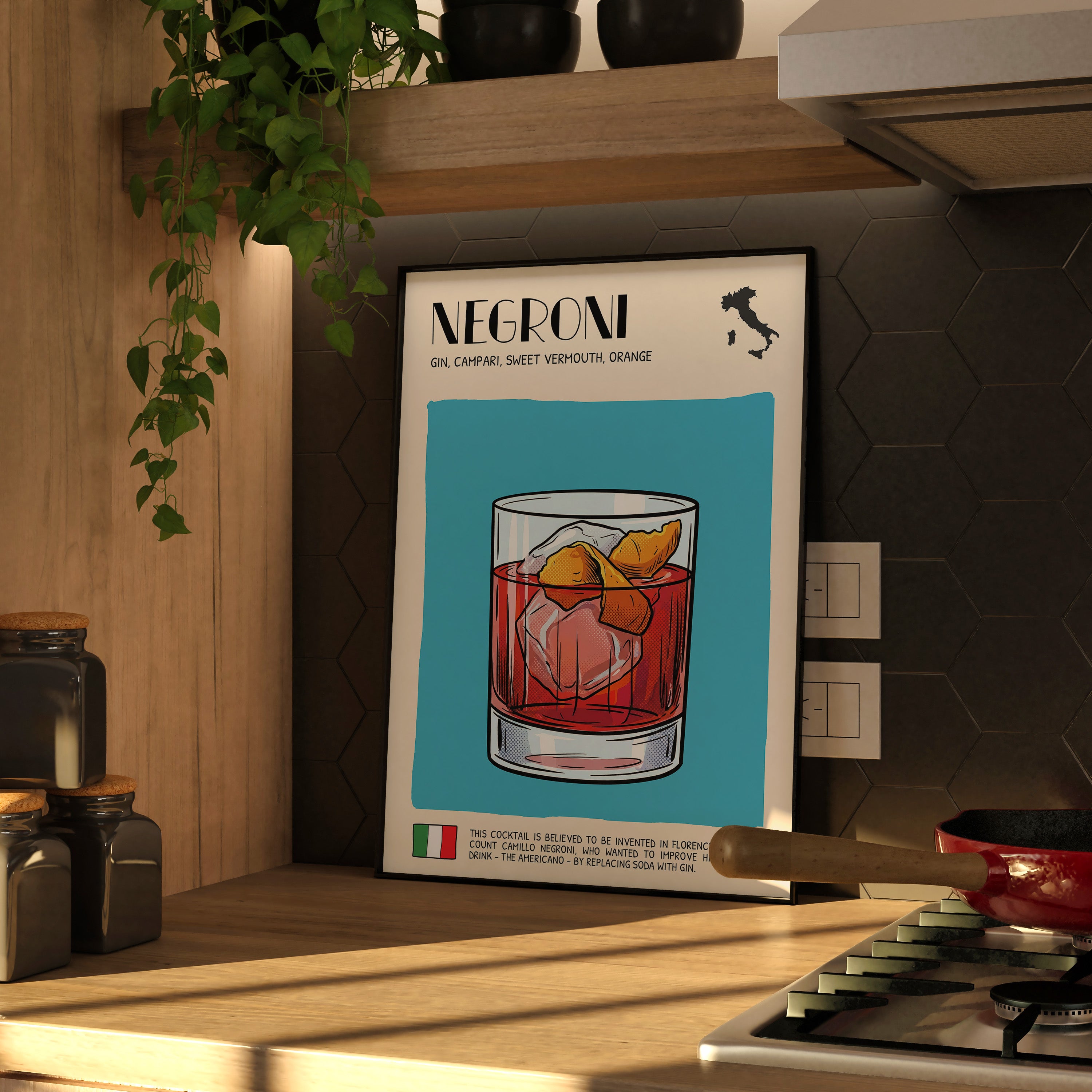 DIGITAL POSTER - COCKTAIL ART - NEGRONI