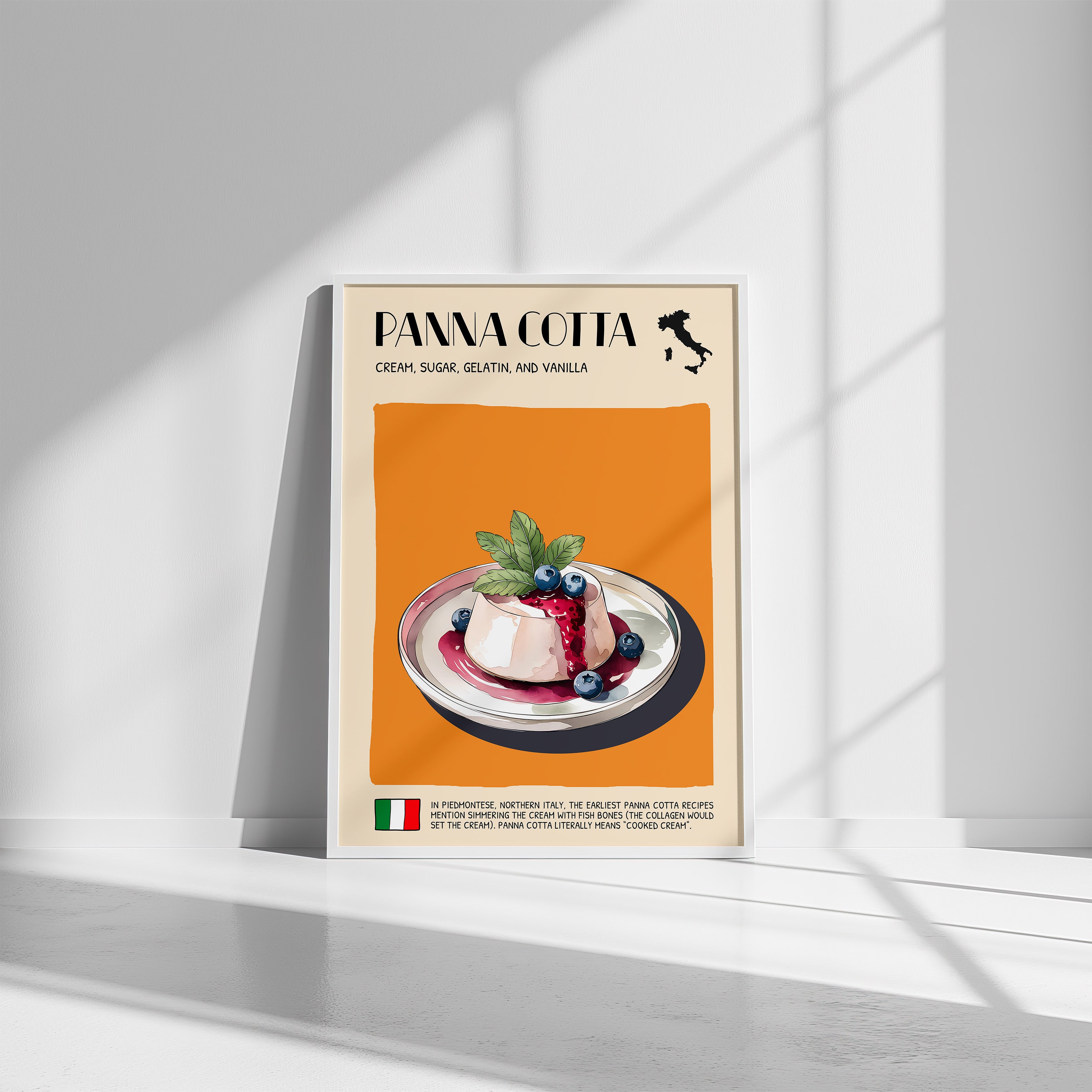 DIGITAL POSTER - ITALIAN FOOD ART - PANNA COTTA
