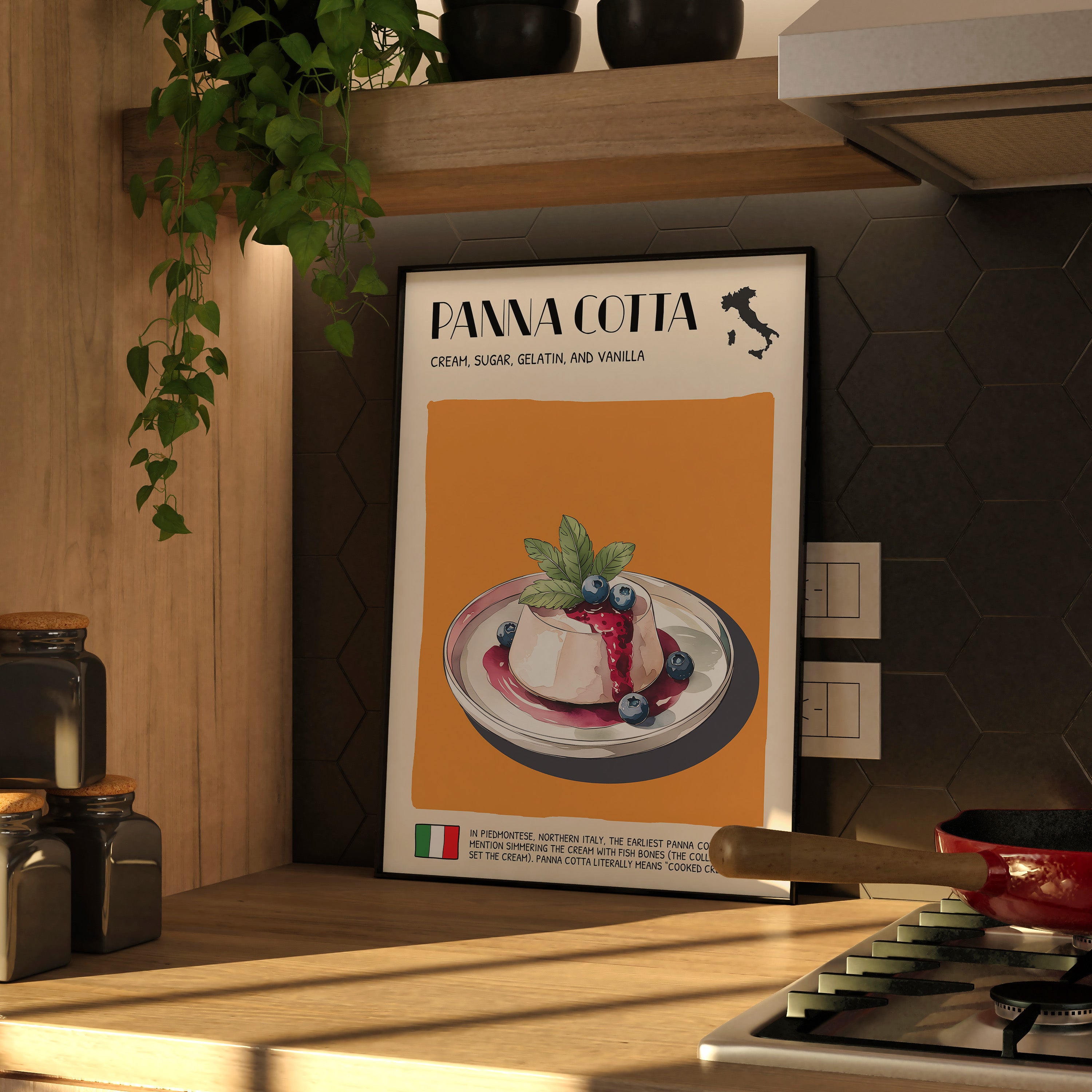 DIGITAL POSTER - ITALIAN FOOD ART - PANNA COTTA
